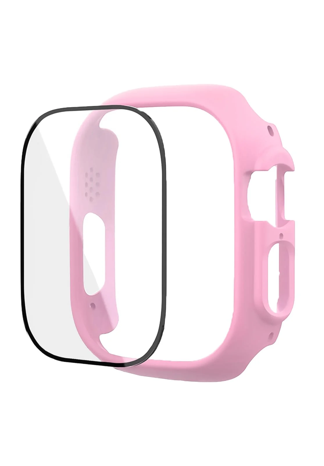 DL3 Mobilak Band with Case For Apple Watch Ultra/Ultra 2 49mm, Adjustable Silicone Sport Wristband Replacement, Strap With Cover Built-in Glass Screen Protector for iWatch Ultra 49 mm - A.Hot Pink