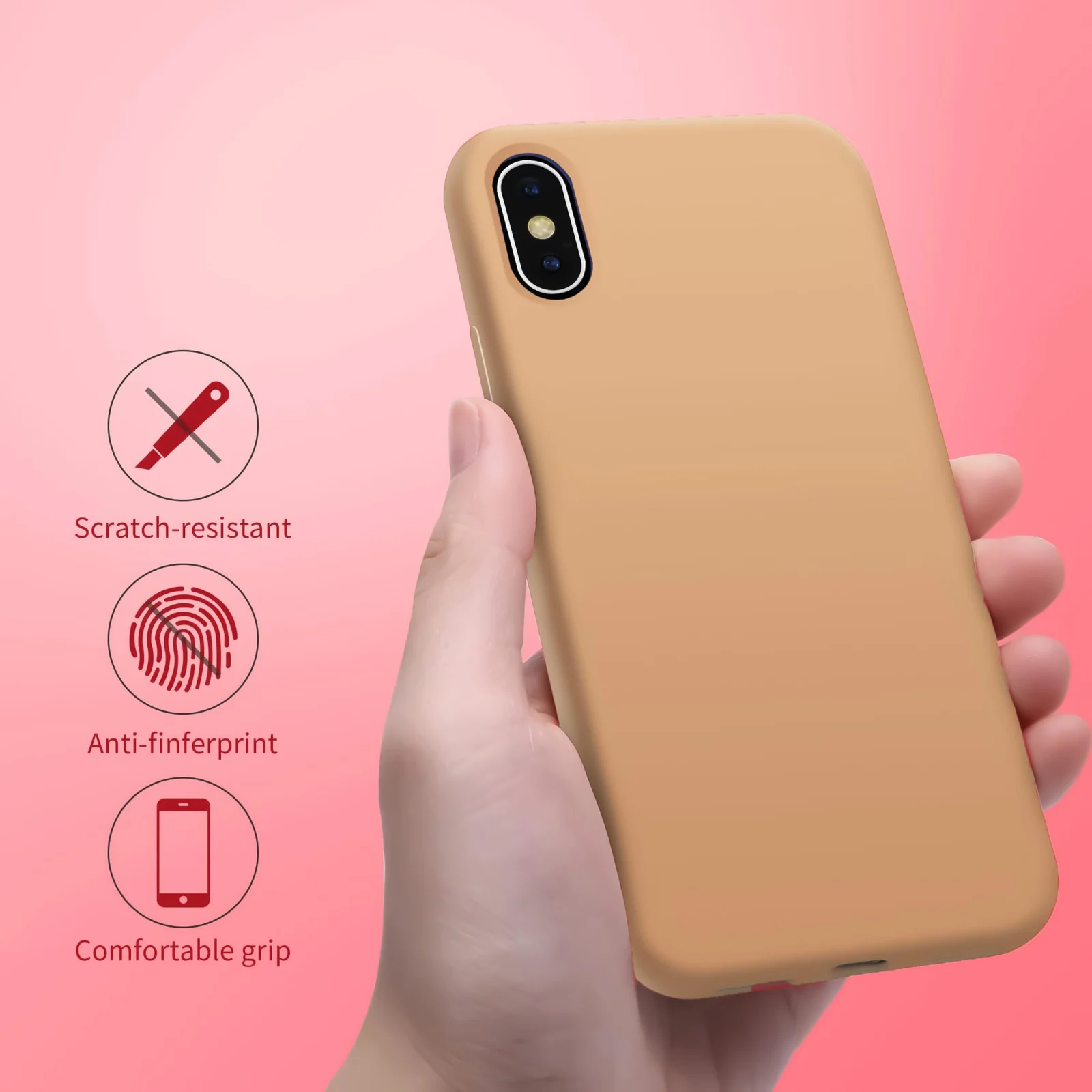 DL3 Mobilak Liquid Silicone Protective Case with Soft Microfiber Lining for iPhone X / iPhone XS - Desert 2