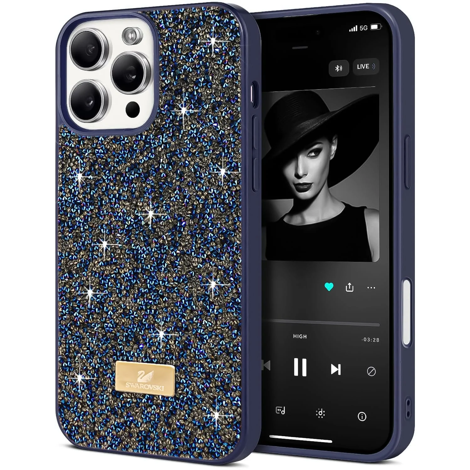 iPhone 16 Pro Max 6.9-Inch Case Glitter / Sparkle Diamond Crystal Bling Case with Bling / Ultra Thin — DL3 Mobilak Glitter Protective Case for iPhone 16 Pro Max 6.9-Inch, Supports wireless charging, Shock-absorbing protection, Scratch-resistant surface
