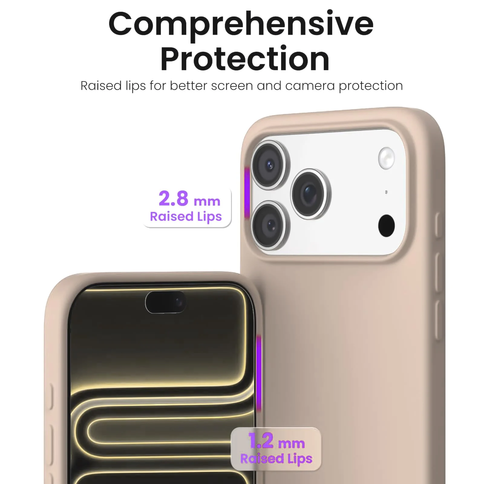 DL3 Mobilak Liquid Silicone Protective Case for iPhone 17 Pro 6.3-Inch with Microfiber Lining and Shockproof Design - Pink Sand 3