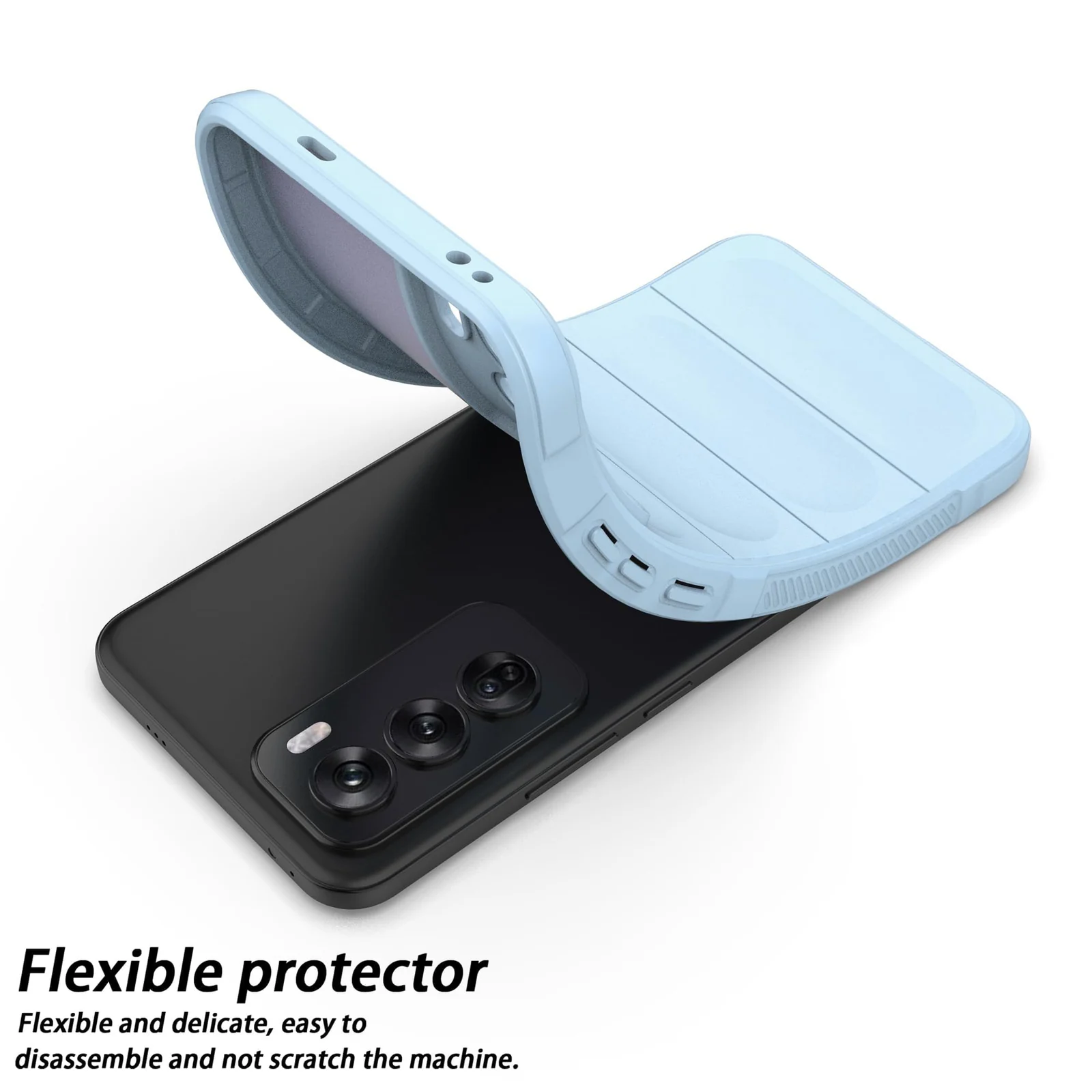 DL3 Mobilak Soft Silicone Protective Case for OPPO Reno 12 5G with Camera Protection and Shockproof Design - Baby Blue