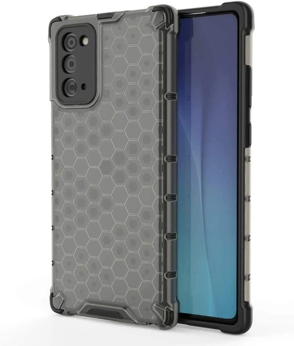 DL3 Mobilak Honeycomb Protective Case for Samsung Galaxy Note 20 5G, Shock-absorbing protection, Transparent design, Slim, lightweight profile - Black