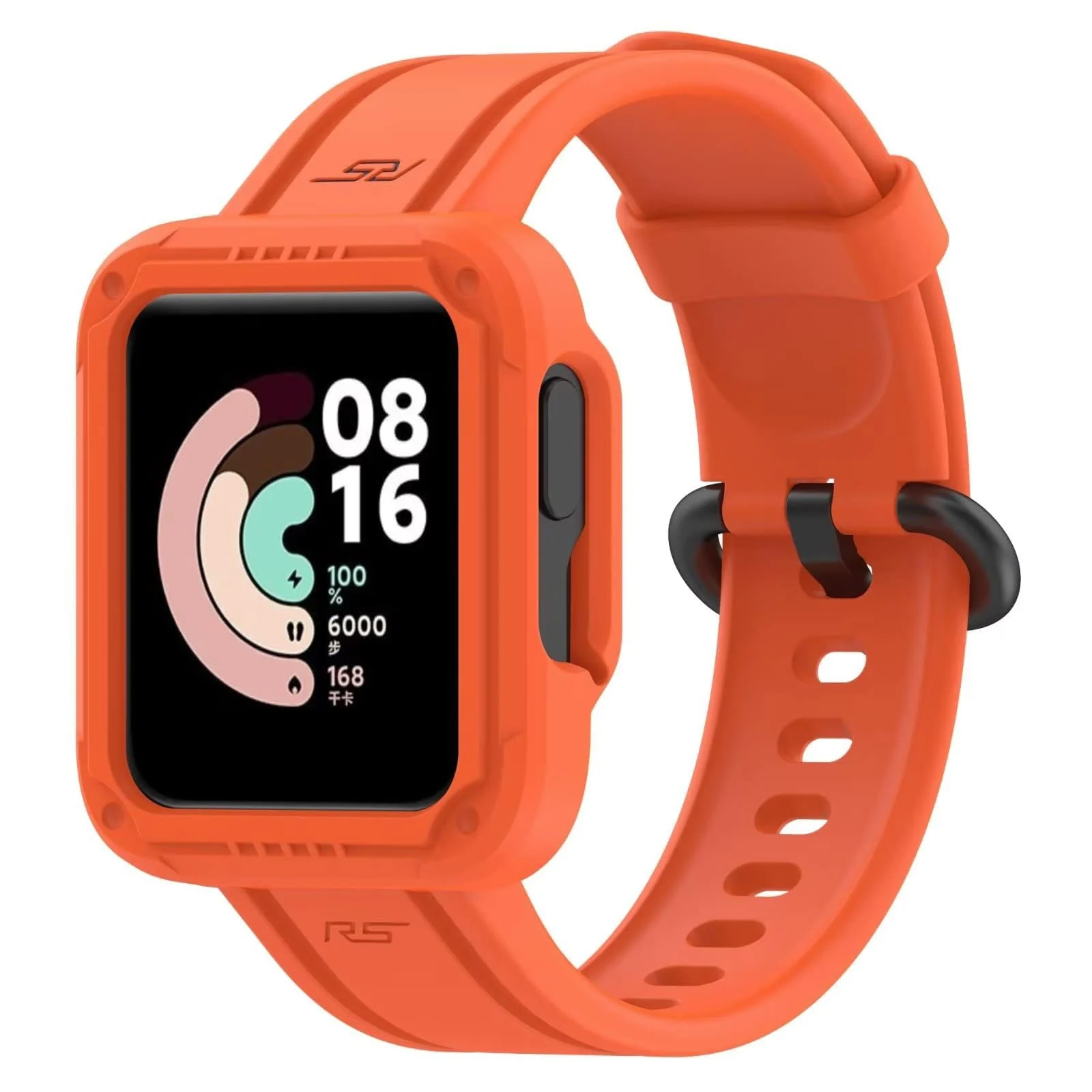 DL3 Mobilak Replacement Wrist Band Compatible with Xiaomi MI Watch Lite/Redmi Watch 2 Lite/Poco Watch/Redmi Watch 2/Horloge 2, Adjustable Soft Silicone Wrist Strap with Cover (Orange), unisex-adult - Black
