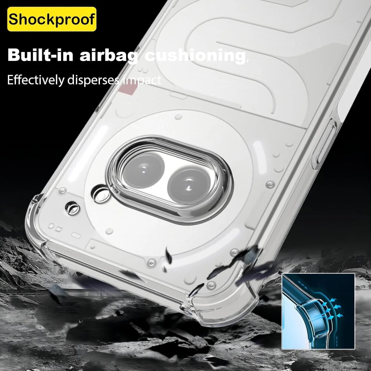 DL3 Mobilak Case Compatible with Nothing Phone 2A 5G, Cover Silicone TPU Gorilla Anti-shock Protector Camera Shockproof Corners - Clear