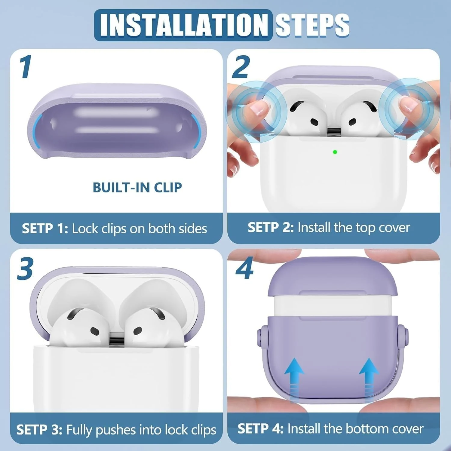 DL3 Mobilak Protective Case for AirPods 3 [With Closure Lid] [Front LED Visible] [With Wrist Strap] Skin Case Compatible with Airpod 3rd Generation 2021 - Light Purple