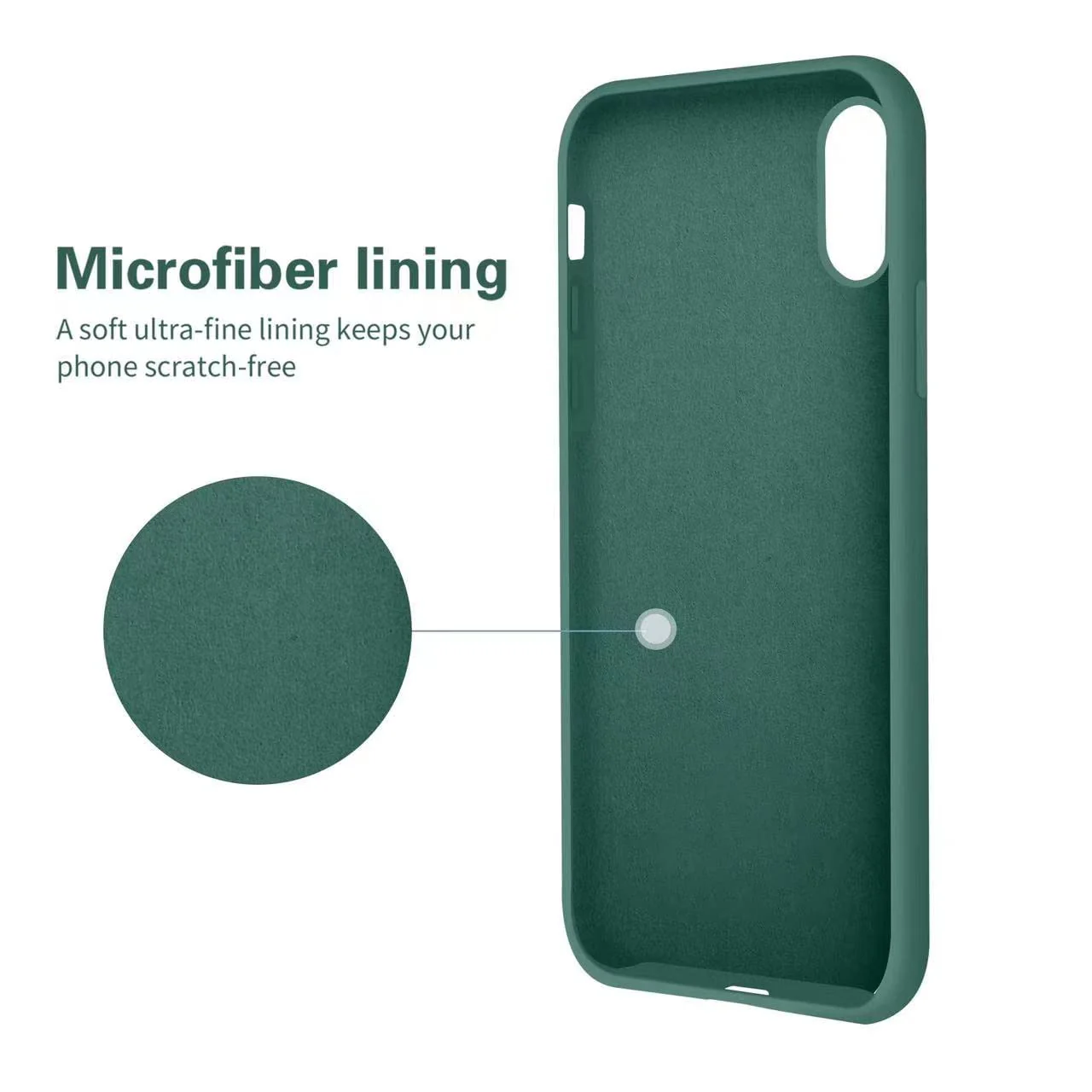 DL3 Mobilak Liquid Silicone Protective Case with Soft Microfiber Lining for iPhone XR - Pine Green
