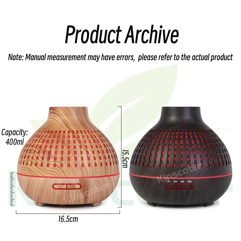 Mobigon Essential Oil Diffuser, Aromatherapy Diffuser 500ml with Remote Control, 4 Timer & Auto-Off Safety Switch, 7 Color LED Lights Mode, 10 Hours Quiet Humidifier for Bedroom - A.Dark Woody