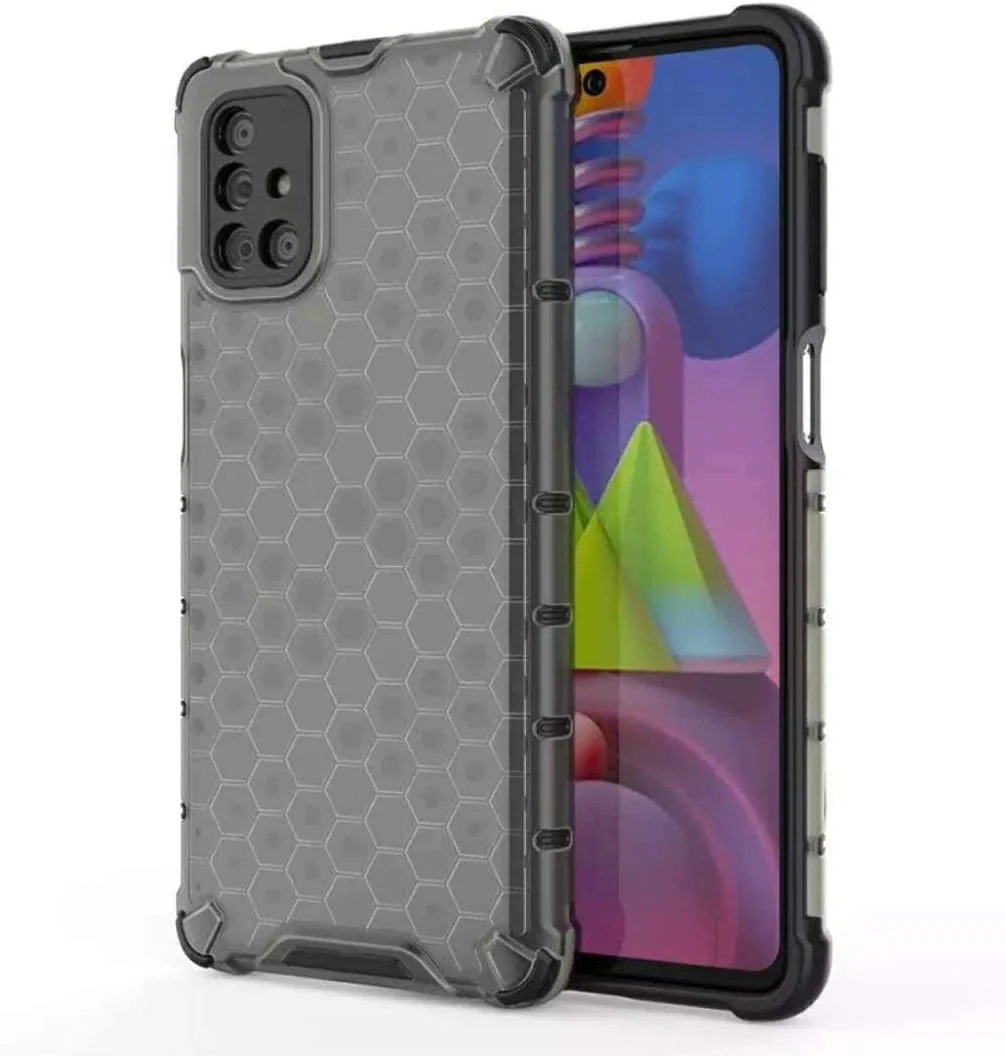 DL3 Mobilak Honeycomb Protective Case for Samsung Galaxy M51, Shock-absorbing protection, Transparent design, Slim, lightweight profile - Black