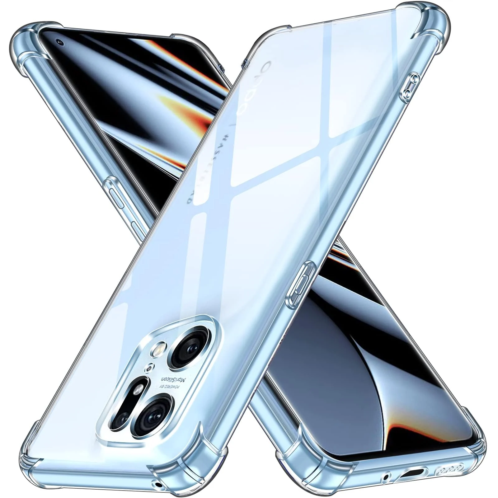 DL3 Mobilak Clear TPU Protective Case for OPPO Find X5 Pro 5G with Camera Protection and Shockproof Design - Clear