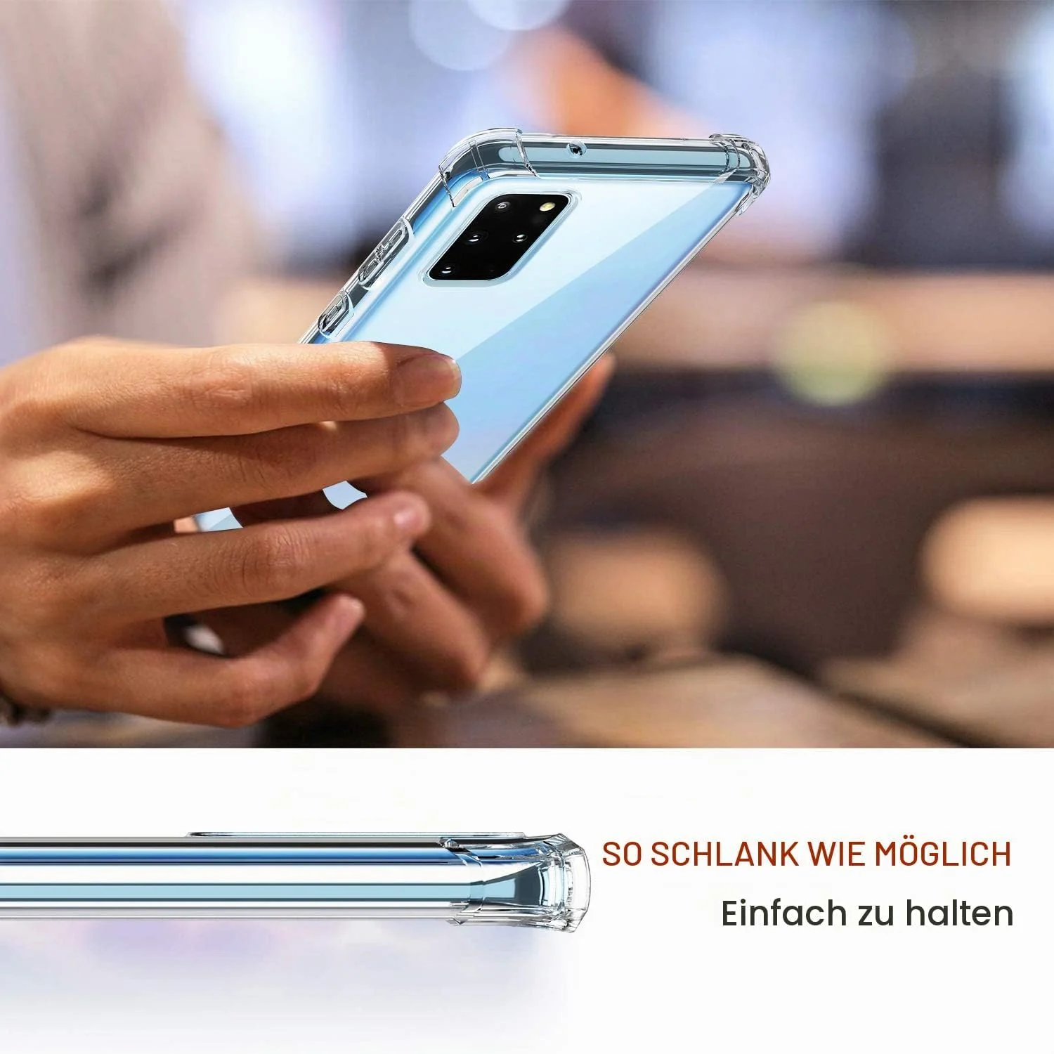 DL3 MOBILAK Anti-Shock Transparent TPU Phone Case for Samsung Galaxy S20 Plus 5G, Clear