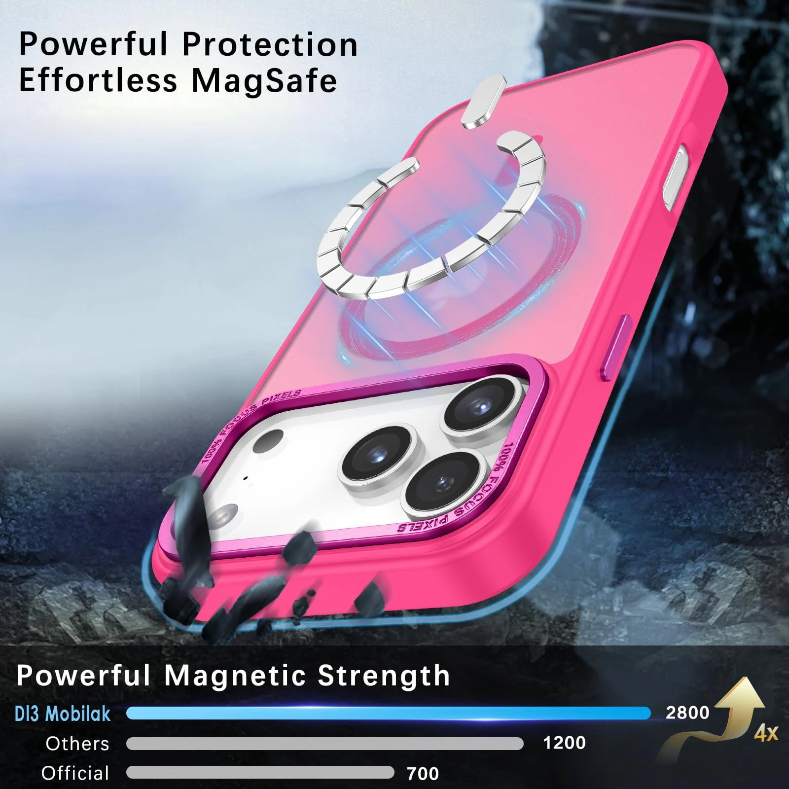 DL3 MOBILAK Protective Phone Case for Apple iPhone 18 Pro and 17 Pro - Hot Pink