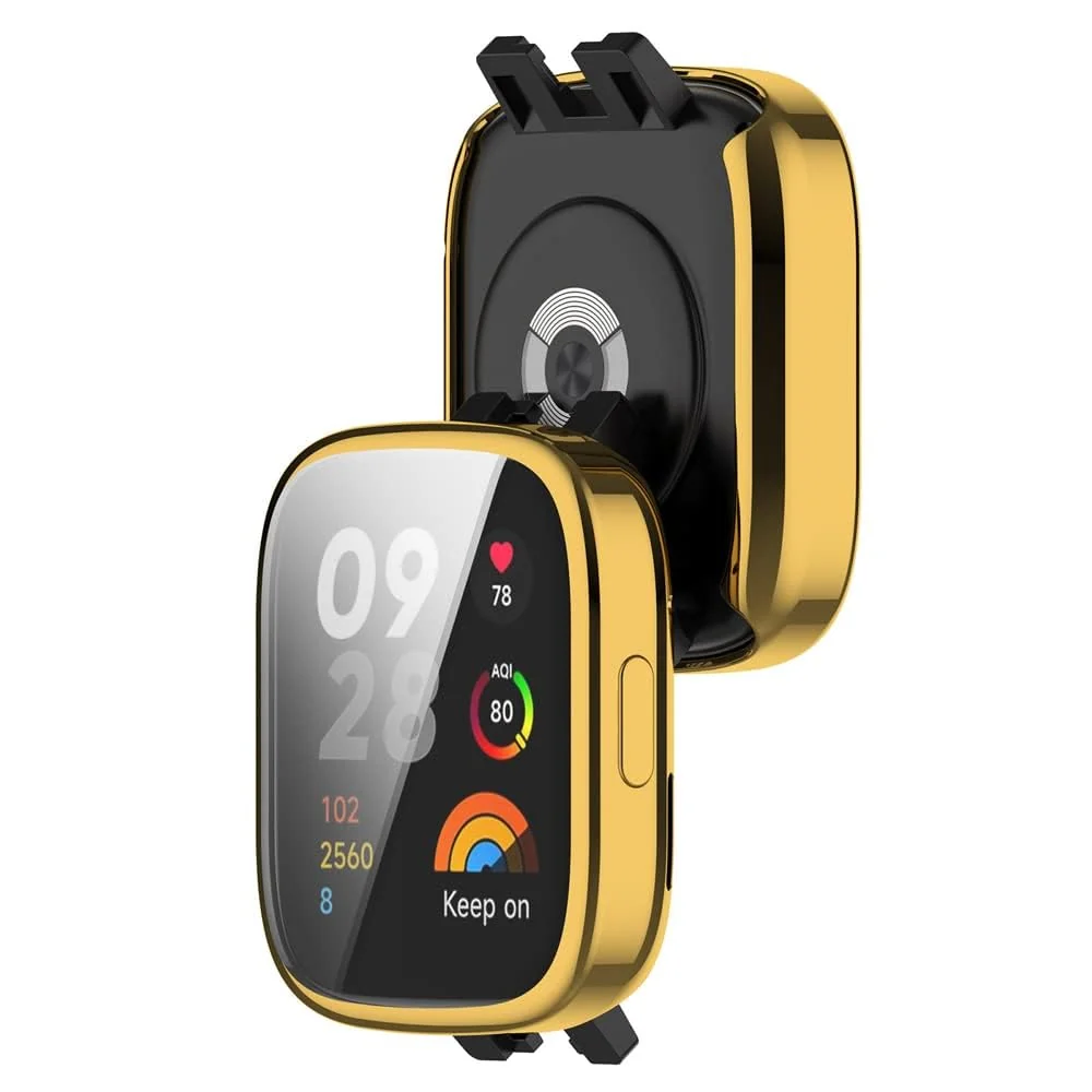 DL3 Mobilak Case Compatible with Xiaomi Redmi Watch 3 (Not Fit Watch 3 Active) Protective Case, Flexible TPU Full Protection Screen Protector Cover Scratch-Resistant Screen Protector Case - Gold