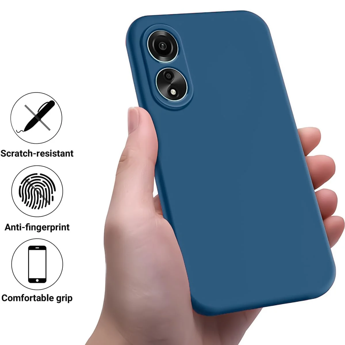 DL3 Mobilak Soft Silicone Protective Case for OPPO A78 with Microfiber Lining and Shockproof Design - Royal Blue