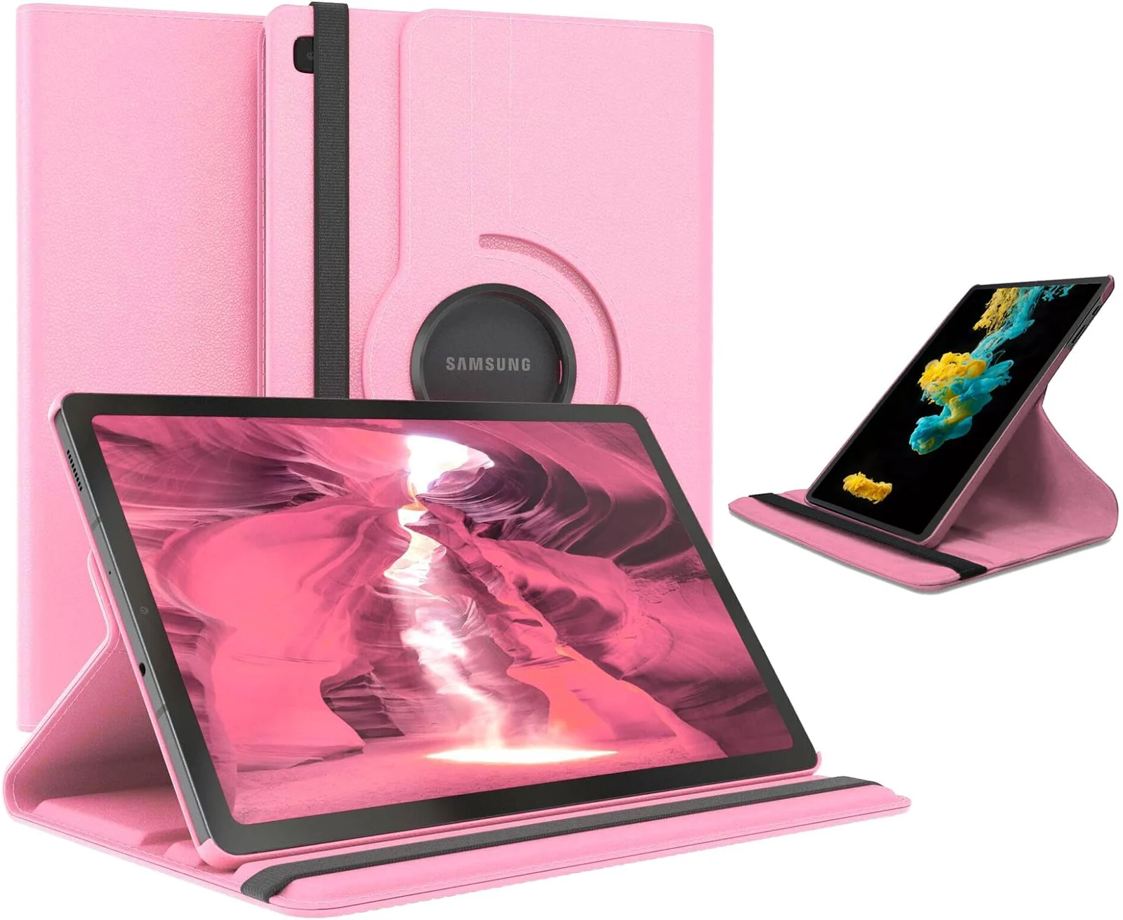 DL3 Mobilak Protective Cover for Samsung Galaxy Tab S6 Lite 2024/2022/2020 10.4 inch Tablet, 360° Rotatable Smart Stand, Leather Folio Flip Cover with Multi-Angle Viewing, Auto Wake Sleep - Pink