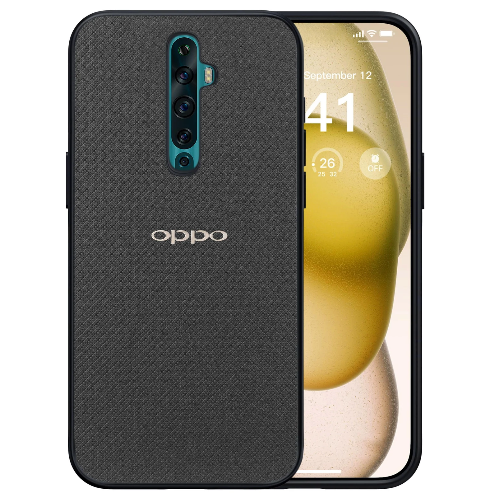 Dl3 Mobilak Compatible with Oppo Reno 2F / Reno 2Z Case Dual Layer Heavy Duty Cell Phone Protective Cover Shockproof Rugged with Non-Slip Textured - Black
