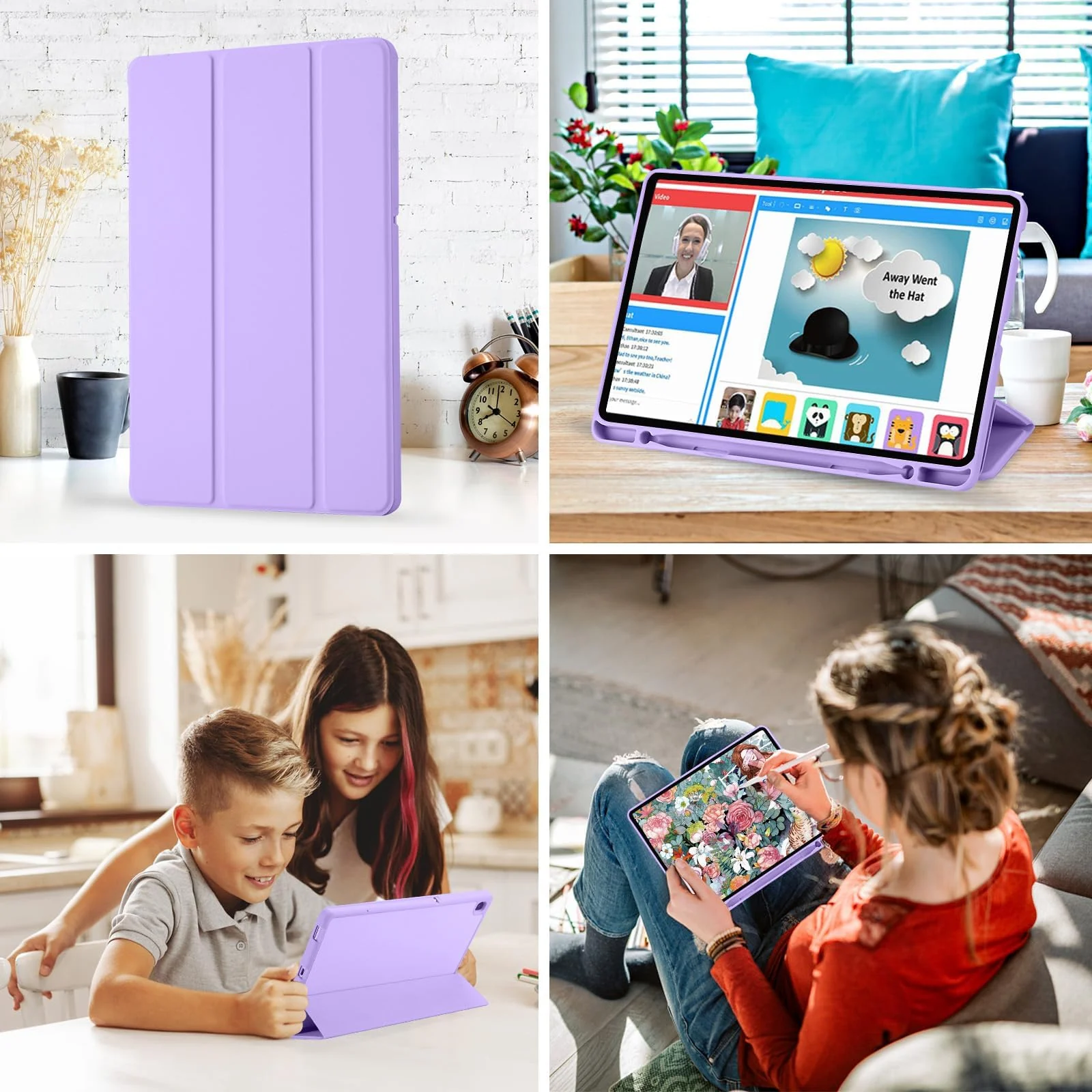 DL3 Mobilak Smart Case For Samsung Galaxy Tab S6 Lite 10.4 inch 2022 (SM-P613/P619) & 2020 (SM-P610/P615) with Pencil Holder, Soft TPU Smart Stand Back Cover Auto Wake/Sleep - Light Purple