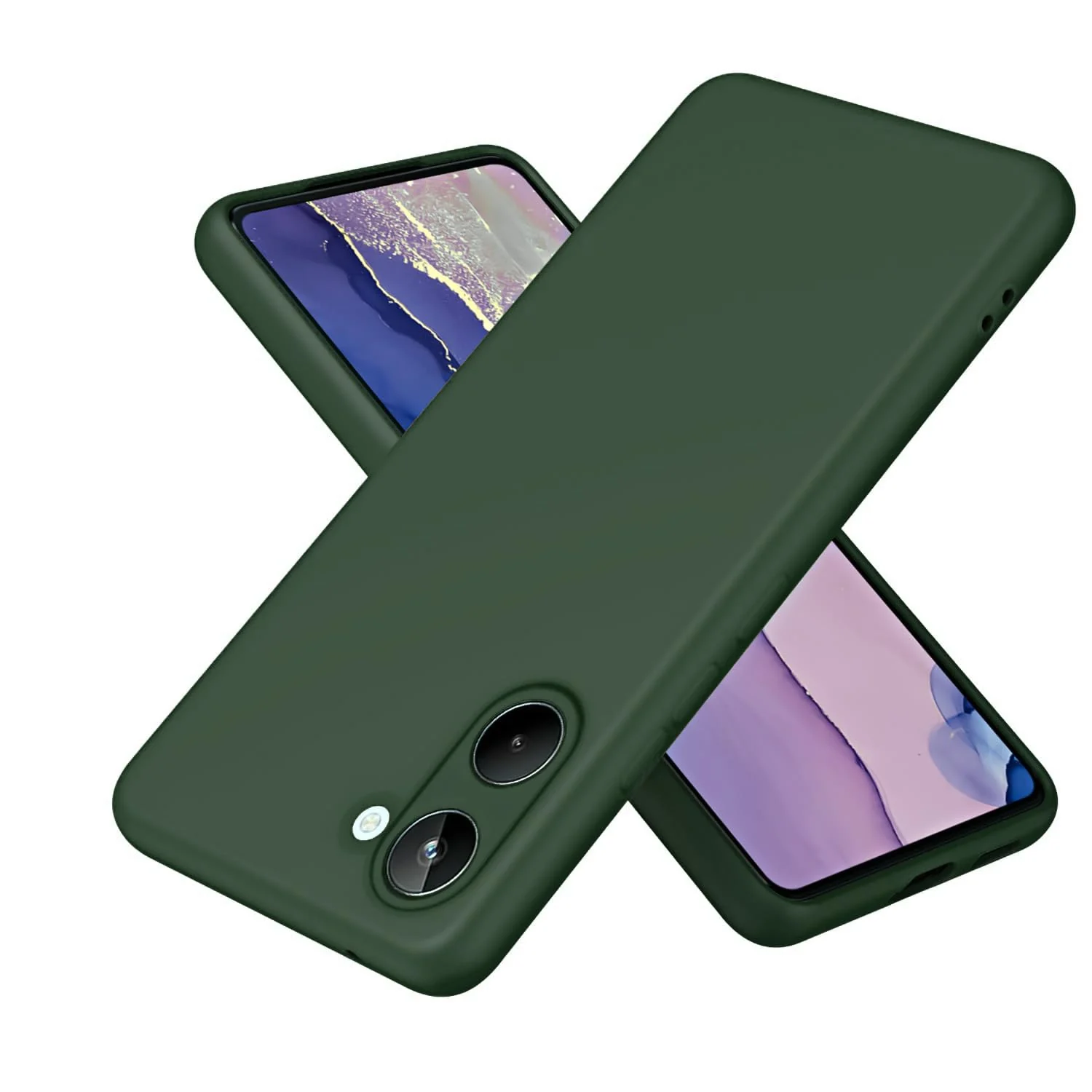 DL3 Mobilak Liquid Silicone Protective Case for realme 10 4G with Microfiber Lining and Shockproof Design - Green