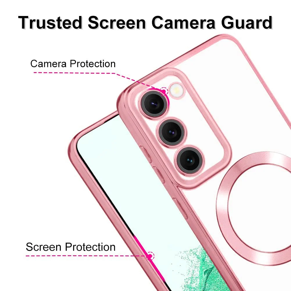DL3 Mobilak Clear MagSafe-Compatible Magnetic Case for Huawei Mate 30 Pro with Camera Protection and Shockproof Design - Pink