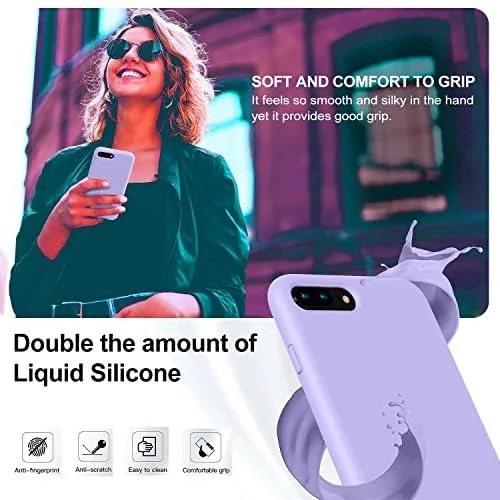 DL3 Mobilak Liquid Silicone Protective Case for iPhone 6 Plus / 6S Plus with Camera Protection and Microfiber Lining - Light Purple