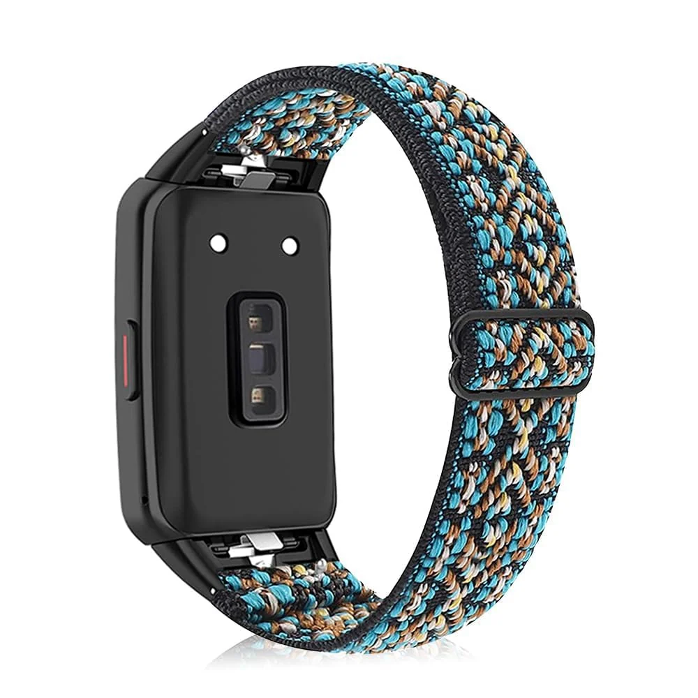 DL3 Mobilak Elastic Straps Compatible with Honor Band 6/Huawei Band 6 Pro/Huawei Band 6 Men Women, Adjustable Stretchy Bracelets Sport Nylon Replacement Bracelet - Embroidery Blue