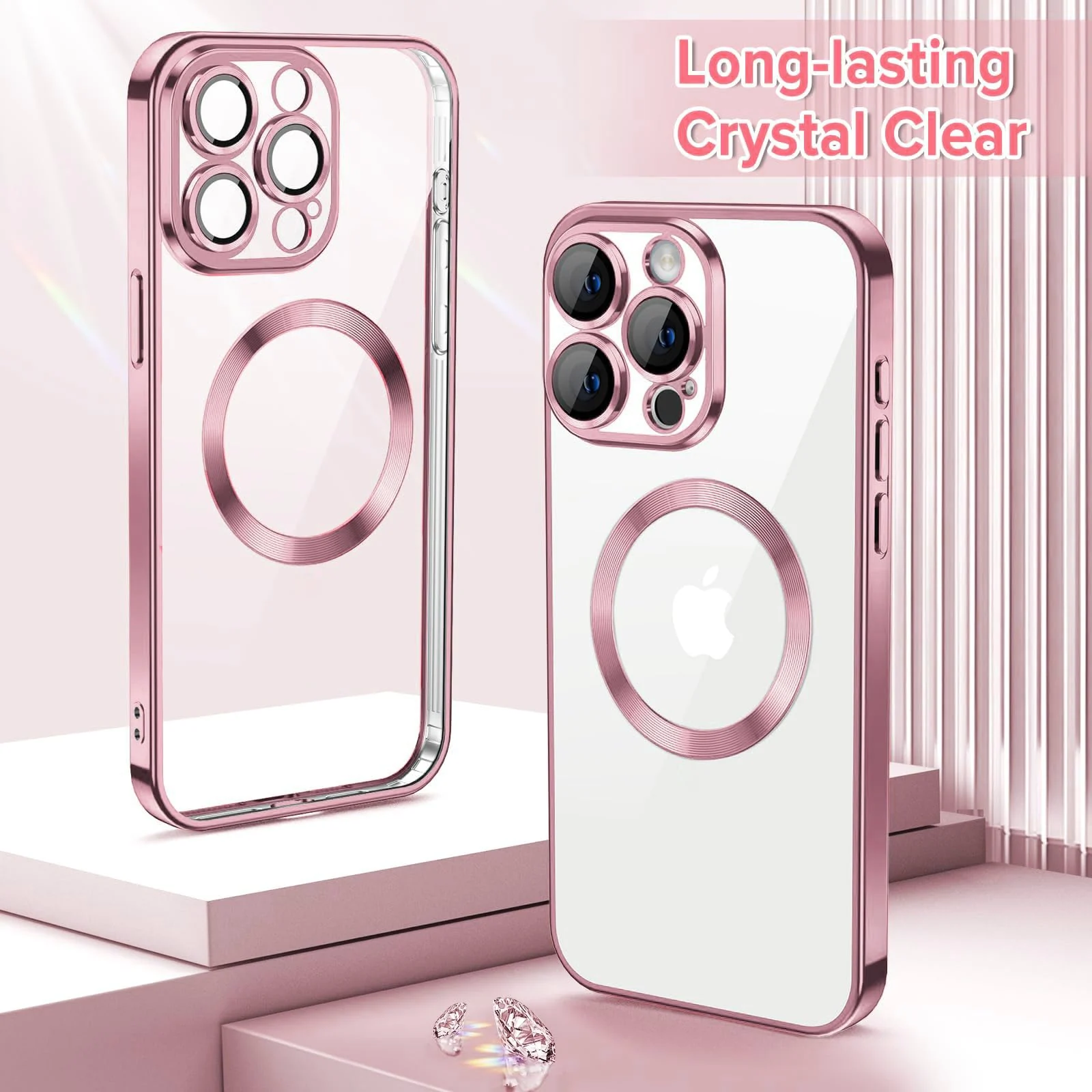 DL3 MOBILAK MagSafe Phone Case with Camera Lens Protector for Apple iPhone 13 Pro, Rose Gold