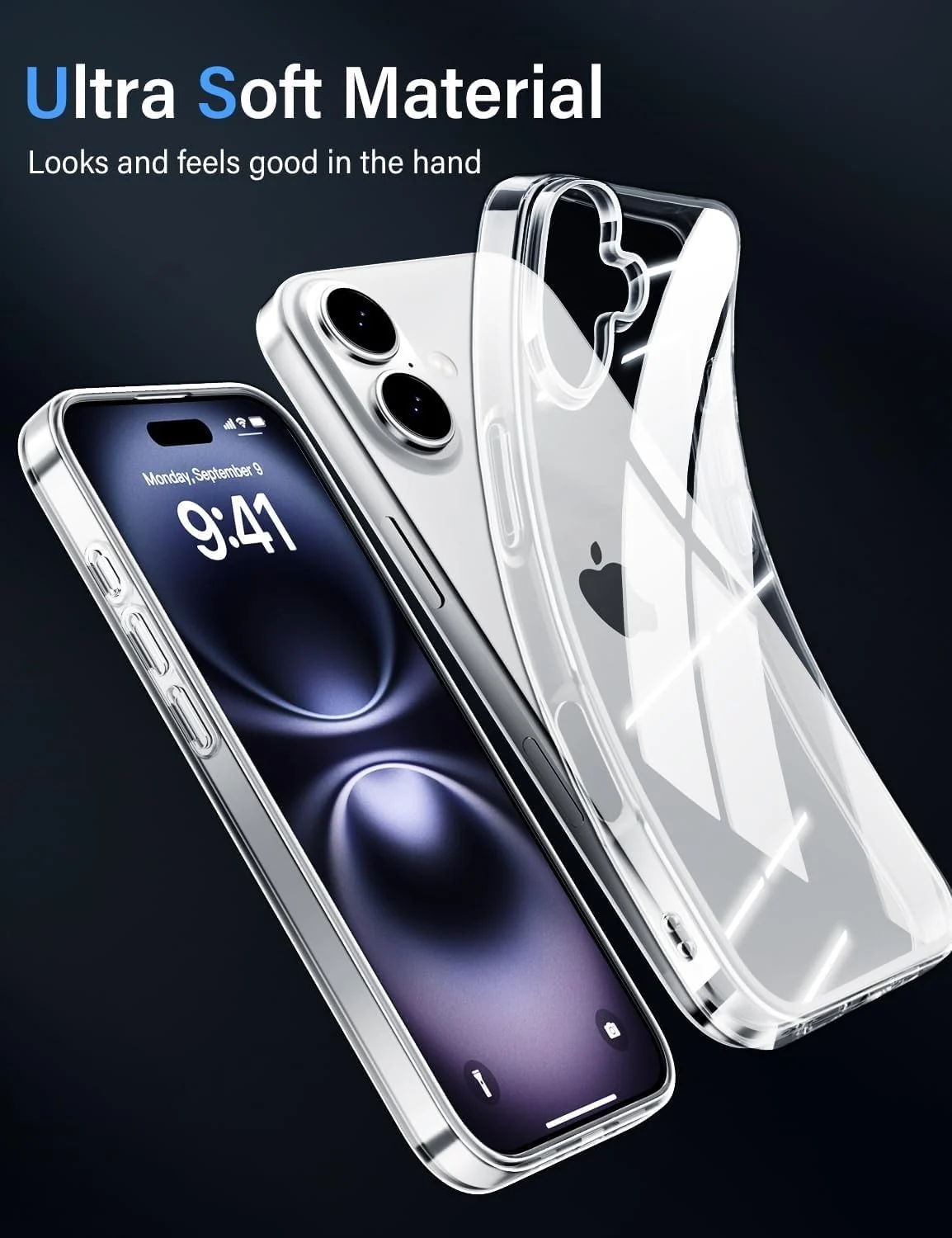 DL3 Mobilak Case Compatible with iPhone 17 Case Crystal Soft TPU Gel Case Flexible Silicone Anti-Scratch TPU Cover - Clear