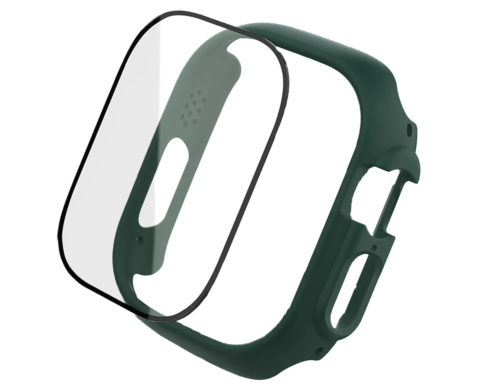 DL3 Mobilak Band with Case For Apple Watch Ultra/Ultra 2 49mm, Adjustable Silicone Sport Wristband Replacement, Strap With Cover Built-in Glass Screen Protector for iWatch Ultra 49 mm - Green