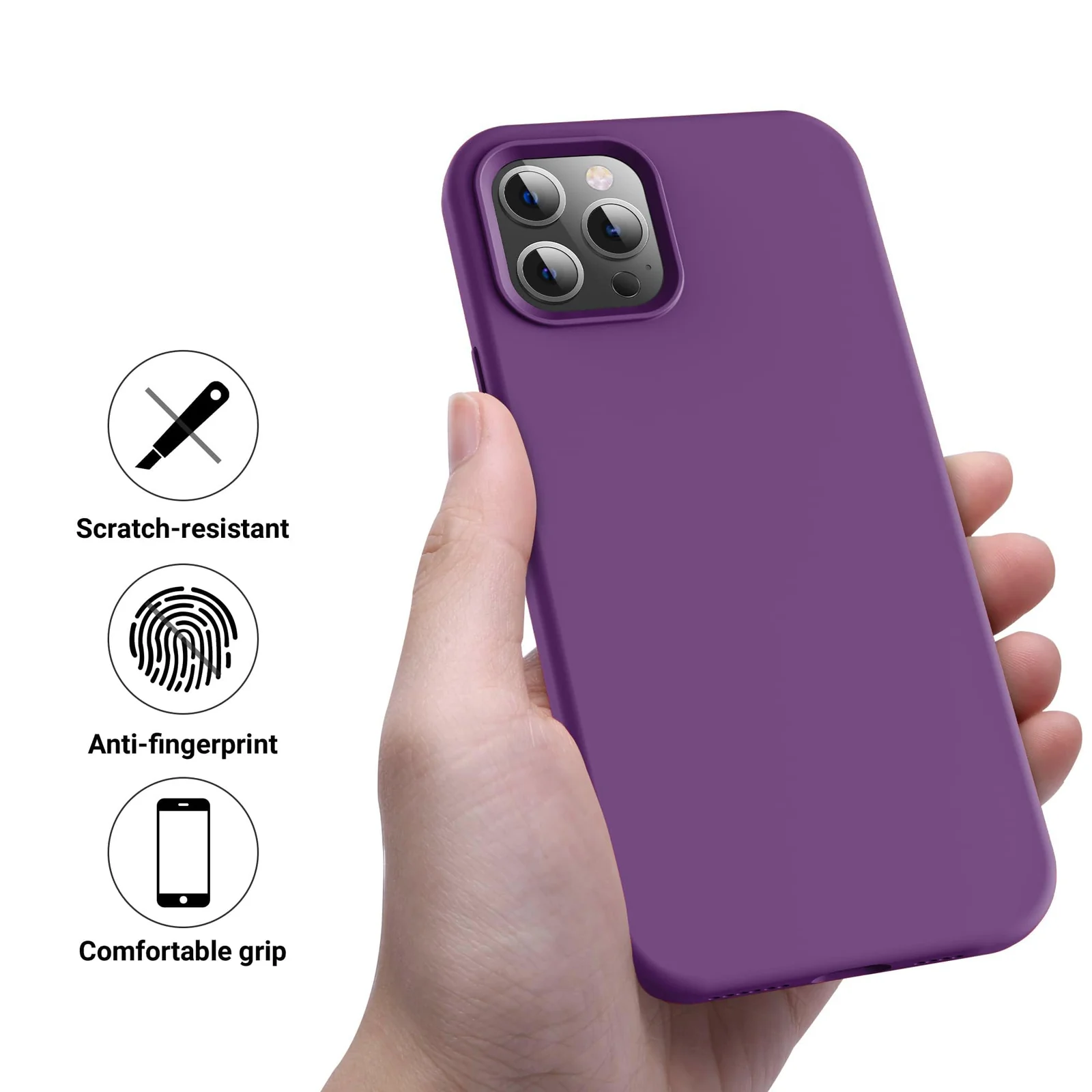 DL3 Mobilak Liquid Silicone Case for iPhone 11 Pro Max (6.5 Inch), Shock-absorbing protection, Scratch-resistant surface, Soft microfiber lining - A.Violet