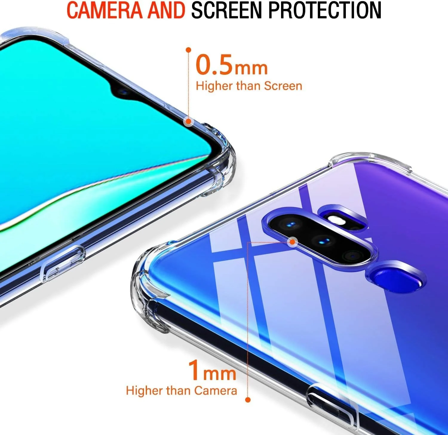 DL3 Mobilak Clear TPU Case for OPPO A9 2020 / OPPO A5 2020, Camera protection, Shock-absorbing protection, Scratch-resistant surface - Clear