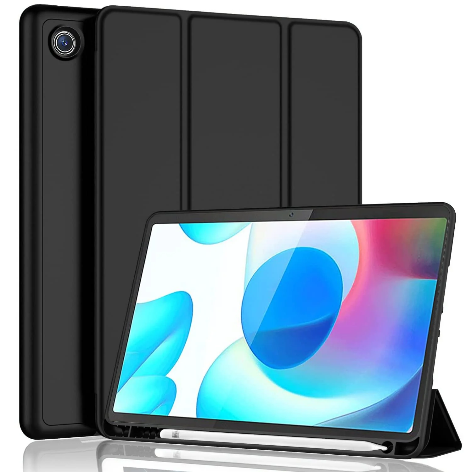 DL3 Mobilak Smart Case for Samsung Galaxy Tab a7 10.4 Inch 2022 2020 (SM-T509 T500 T503 T505 T507) with Pencil Holder, Soft TPU Smart Stand Back Cover Auto Wake/Sleep Feature - Black