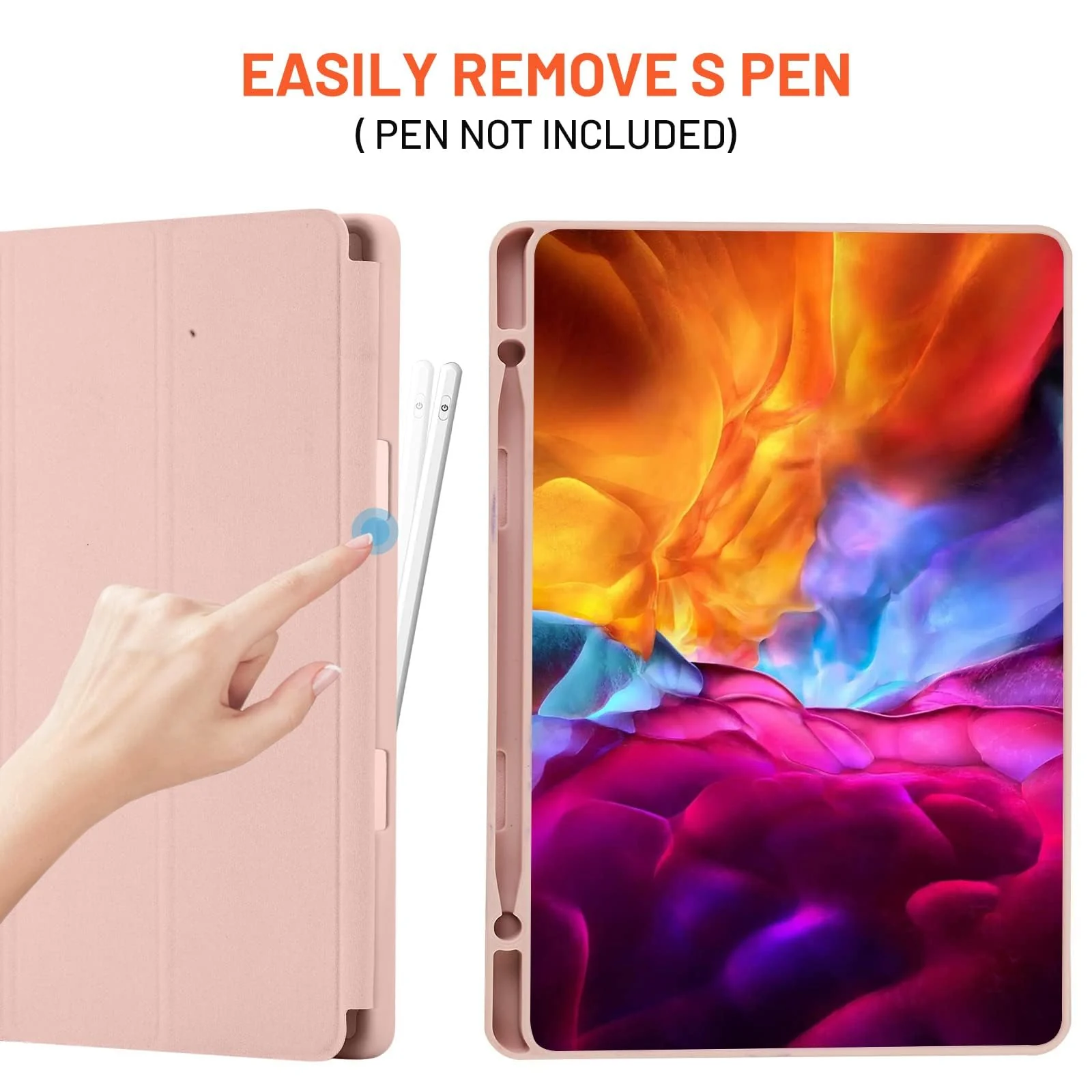 DL3 Mobilak Smart Case For Samsung Galaxy Tab S6 Lite 10.4 inch 2022 (SM-P613/P619) & 2020 (SM-P610/P615) with Pencil Holder, Soft TPU Smart Stand Back Cover Auto Wake/Sleep - Pink Sand