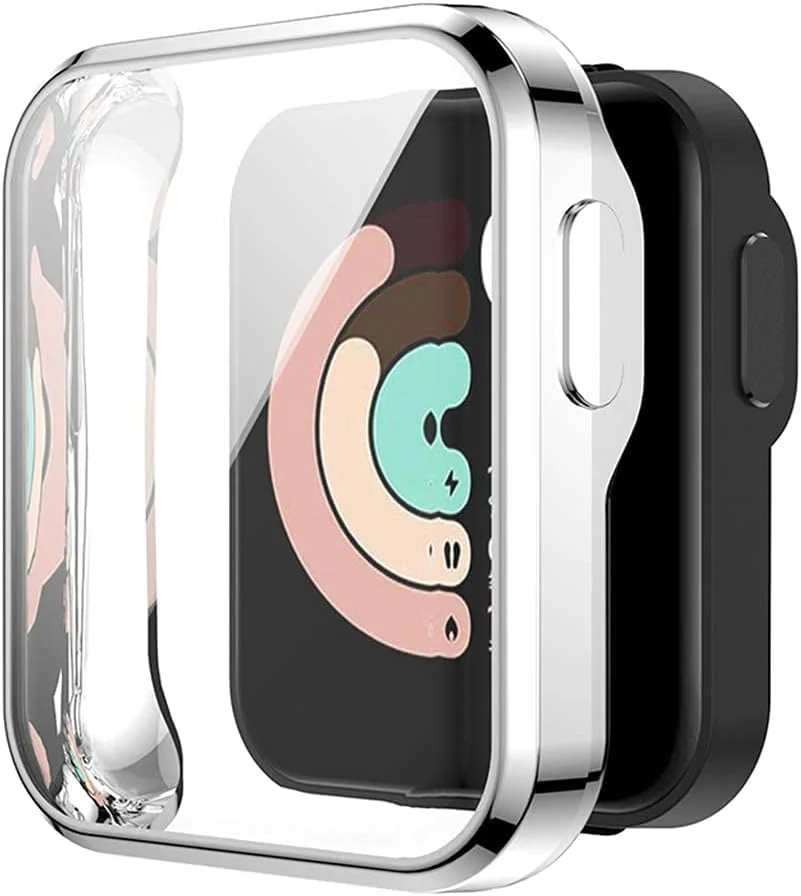 DL3 Mobilak Case Compatible with Xiaomi Mi Watch Lite Case All-Around Screen Protector Watch Soft TPU Shockproof Cover Slim Guard Thin Bumper Shell Protector - Silver