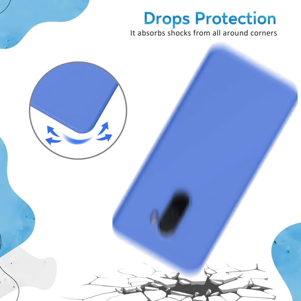DL3 Mobilak Liquid Silicone Protective Case for Xiaomi Poco F1 with Microfiber Lining and Shockproof Design - Light Blue