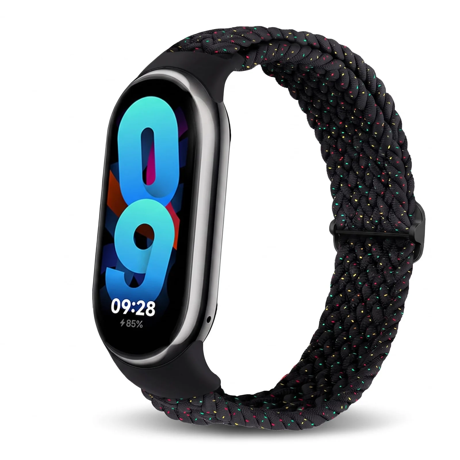 DL3 Mobilak Compatible with Xiaomi Mi Band 10/9/8 strap, Braided Solo Loop for Nylon Elastic Adjustable Replacement Wristband Compatible with Xiaomi Smart Band 8/9/10 - Starry Black