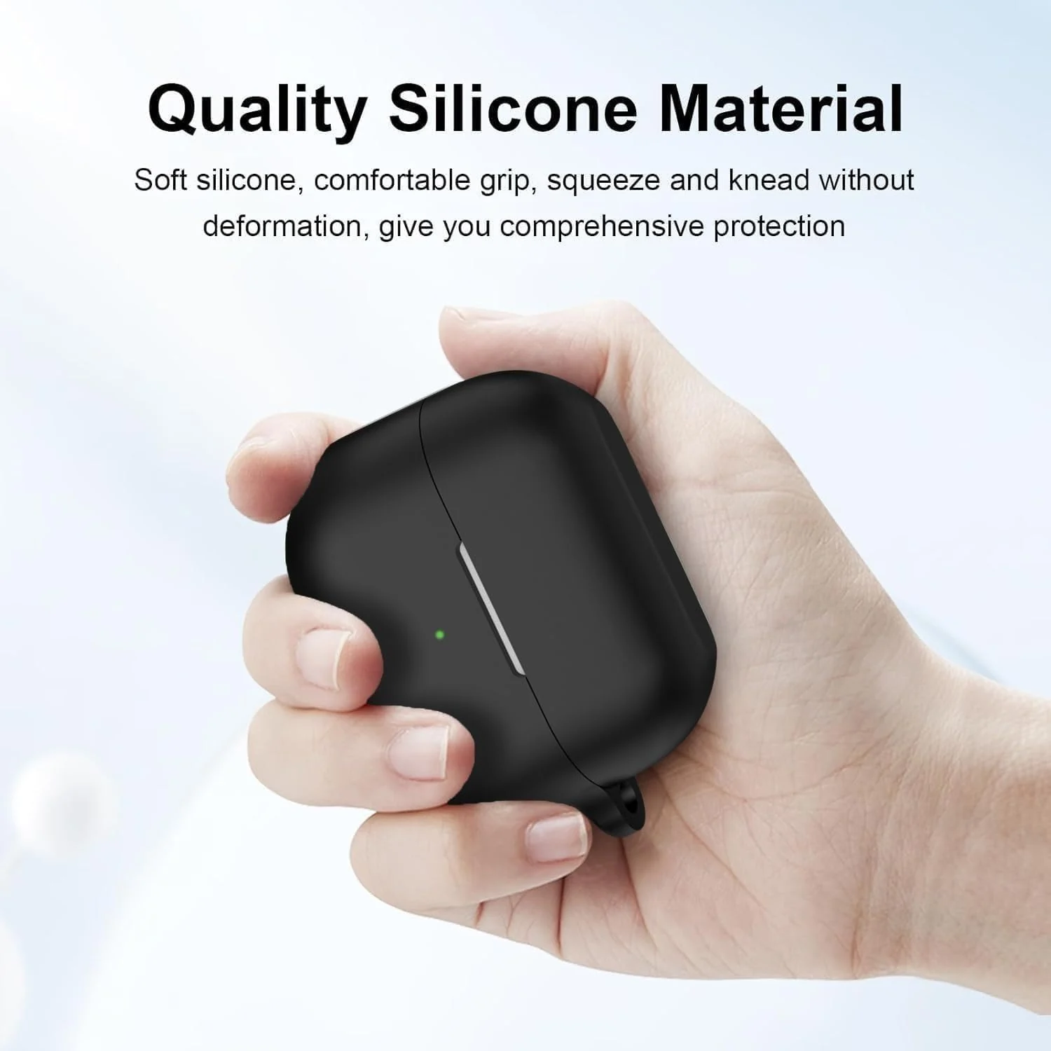 DL3 Mobilak Compatible with Samsung Galaxy Buds3 FE/Galaxy Buds 3 FECase Cover, Soft Silicone Shockproof Protective Case Wireless Earbuds with Carabiner, Front LED Visible - Black