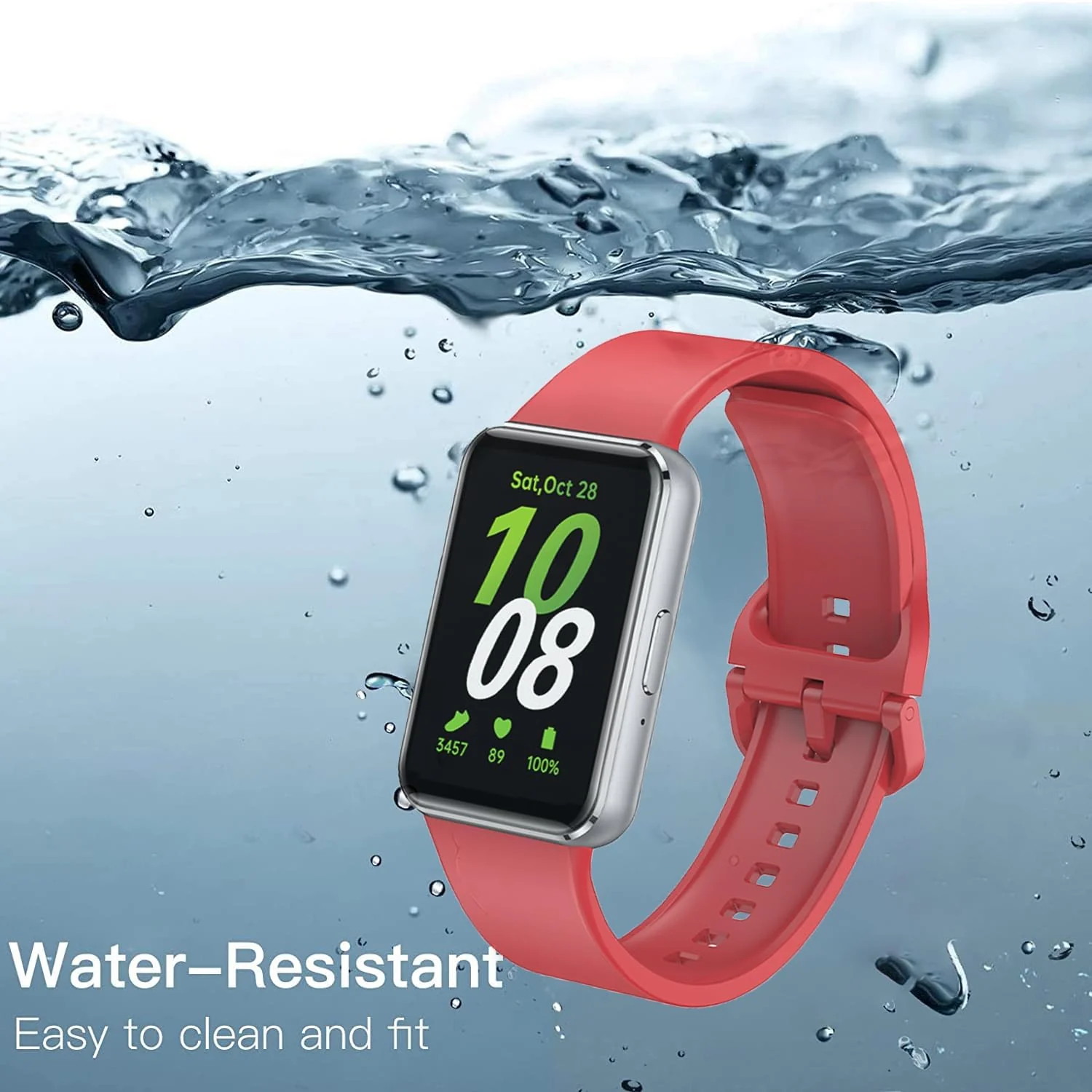 DL3 MOBILAK Soft Silicone Sport Watch Strap for Samsung Galaxy Fit 3, Red