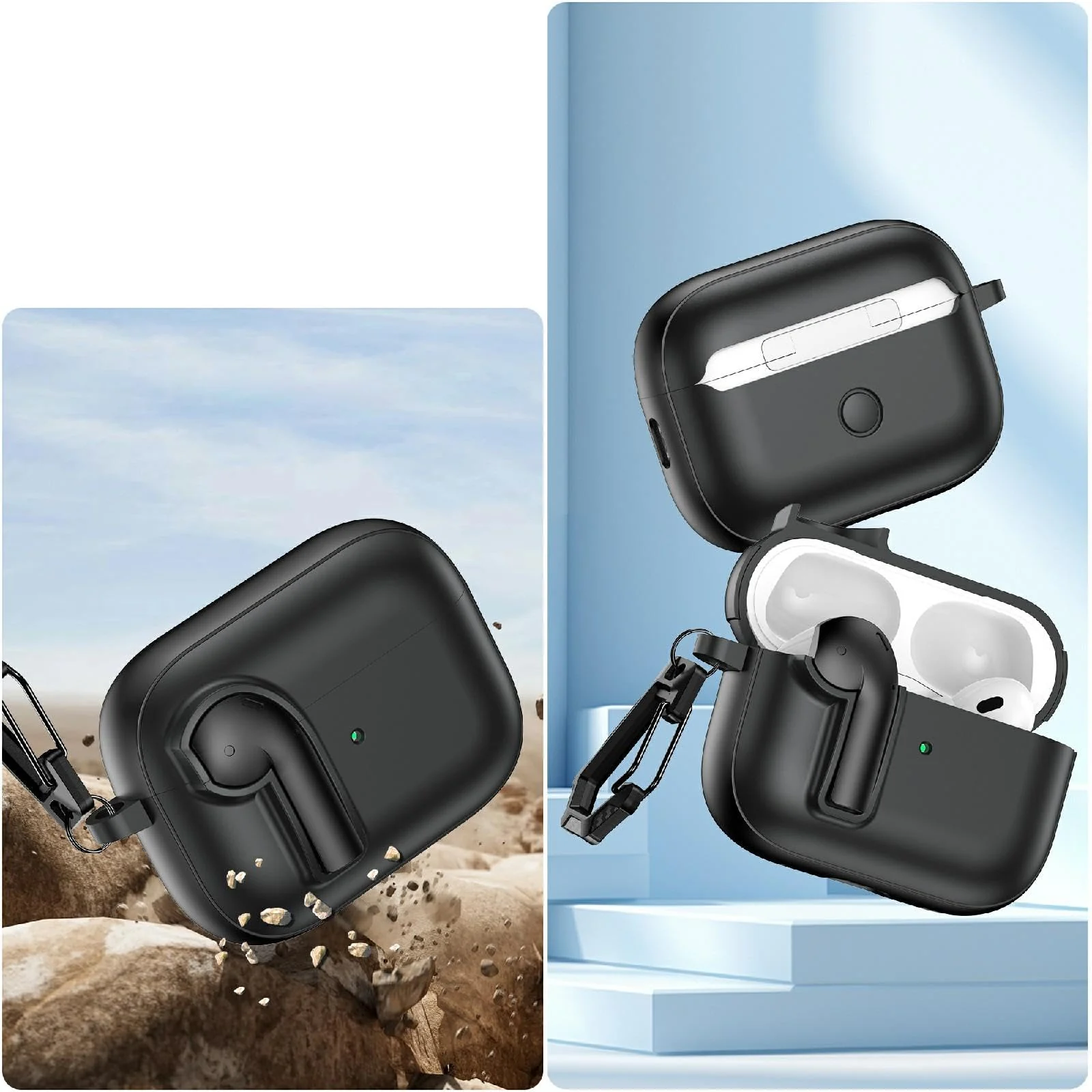 DL3 Mobilak Compatible with AirPods Pro 2/1 Gen Case with Lock, Funny Cute Case Cover, Shockproof Protective Cover for Airpod Pro 2nd/1st Generation (2019/2022/2023) with Keychain - Black Green