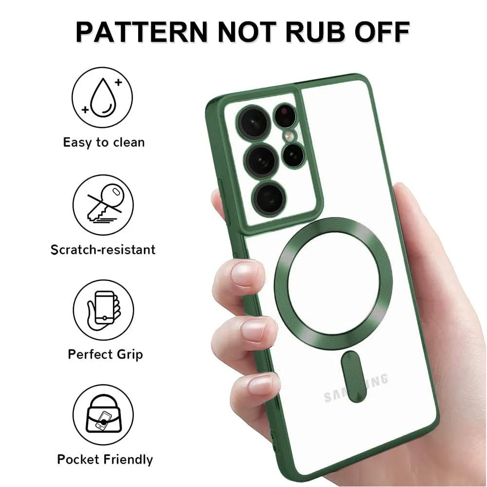 DL3 Mobilak Samsung Galaxy Note 20 Ultra Case, [Full Camera Cover Protection] [Compatible with MagSafe] Magnetic Metallic Glossy Slim Clear Luxury Soft Shockproof Case - Green