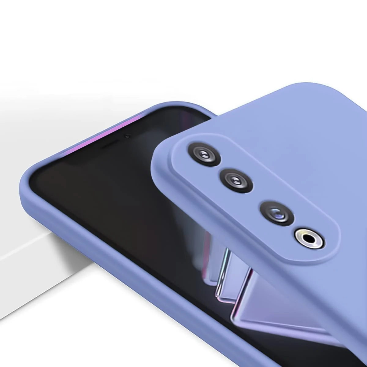 DL3 Mobilak Soft Silicone Protective Case for Honor 70 with Microfiber Lining and Shockproof Design - Baby Blue