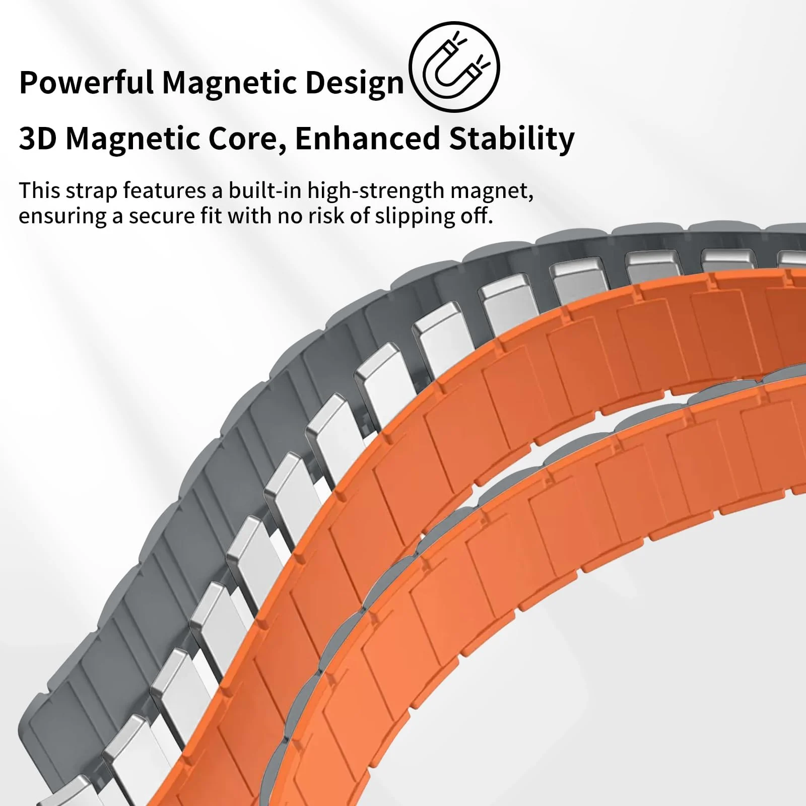 DL3 Mobilak Magnetic Strap for Huawei Watch Fit 4 Pro/Fit4/Fit 3 Replacement Straps Strong Silicone, Easy to Wear, Waterproof, Sporty, Daily Wear Watchbands for Men and Women - Gray | Orange
