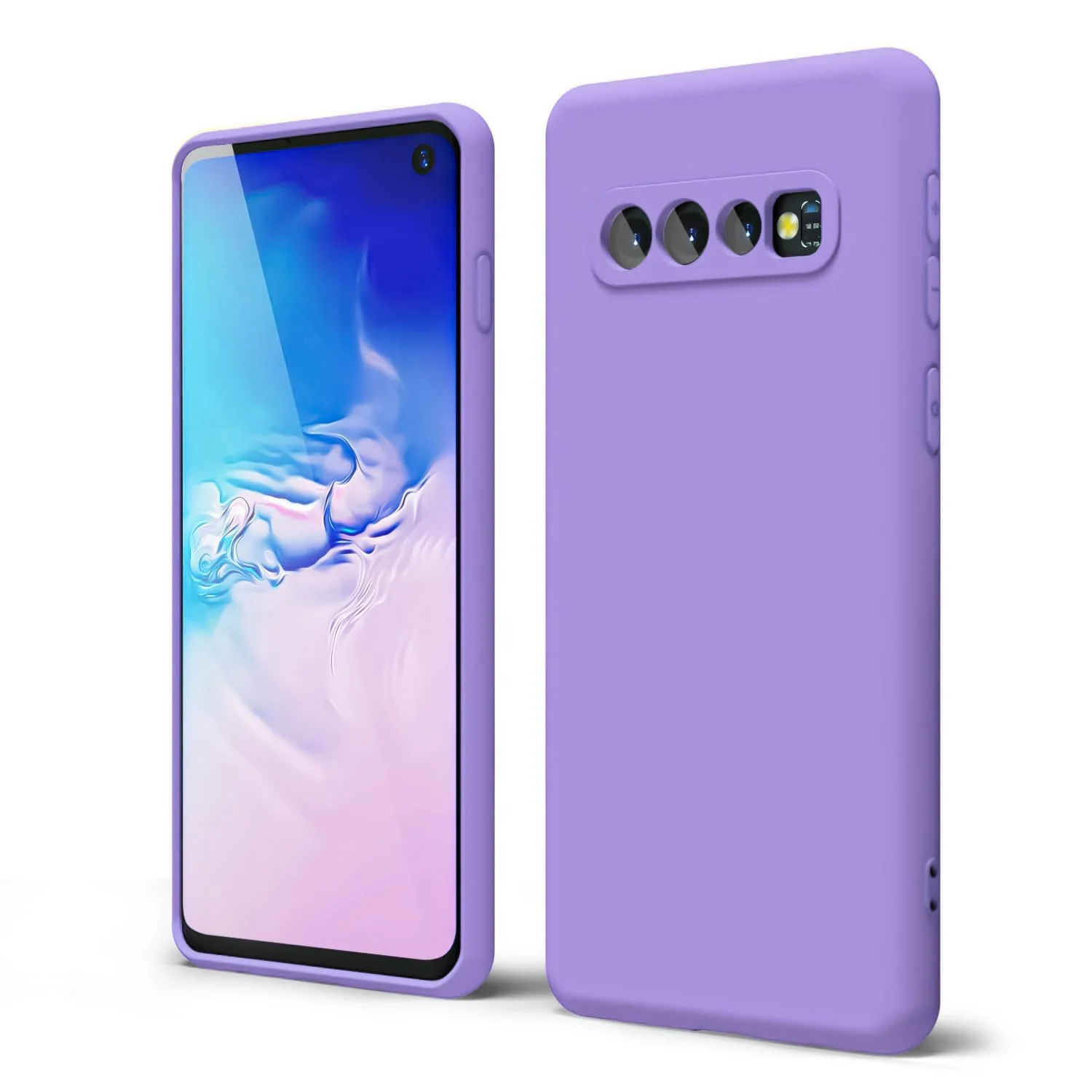 DL3 Mobilak Liquid Silicone Protective Case with Soft Microfiber Lining with Full Camera Protection for Samsung Galaxy S10+ Plus - Light Purple