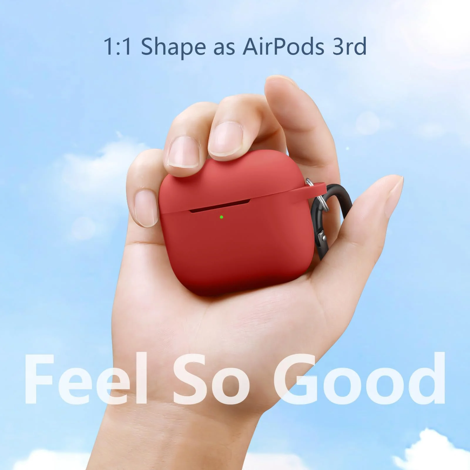 DL3 Mobilak Case Compatible with AirPods 3, Silicone Protective Accessories Skin with Keychain Compatible with AirPods 3rd Generation 2021 for Women Girl, Front LED Visible - A. Red