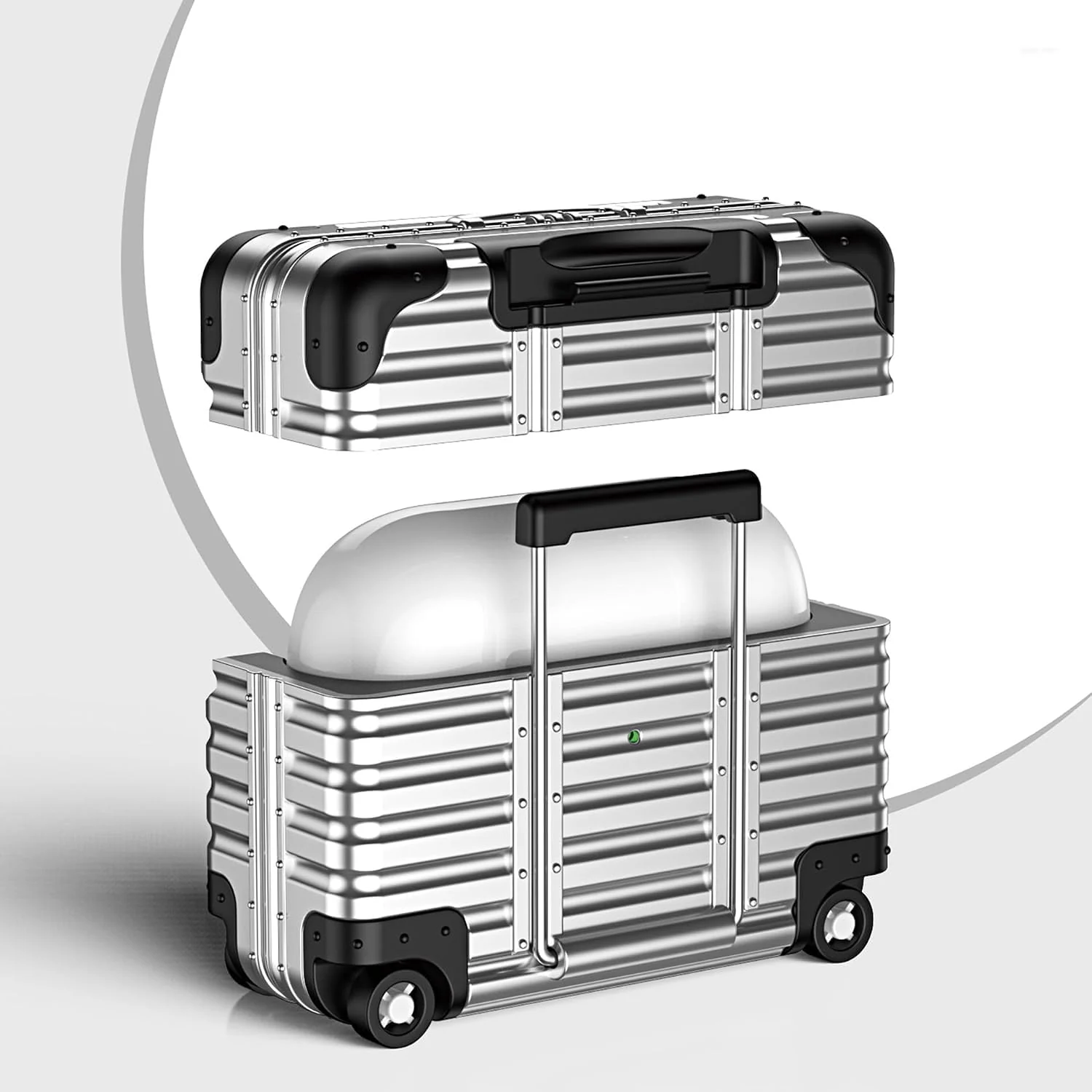MOBIGON Suitcase-Style Hard Earbuds Case with Keychain for Apple AirPods Pro 1 / 2, Silver