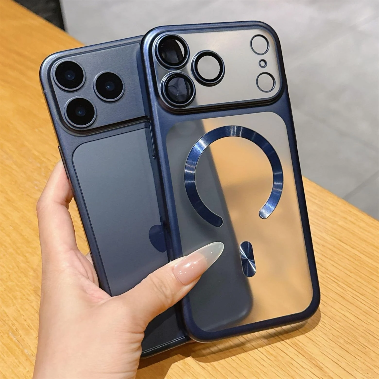 DL3 Mobilak Plated-Edge Protective Case for iPhone 17 Pro, Compatible with MagSafe accessories, Supports wireless charging, Camera protection - Blue Matte