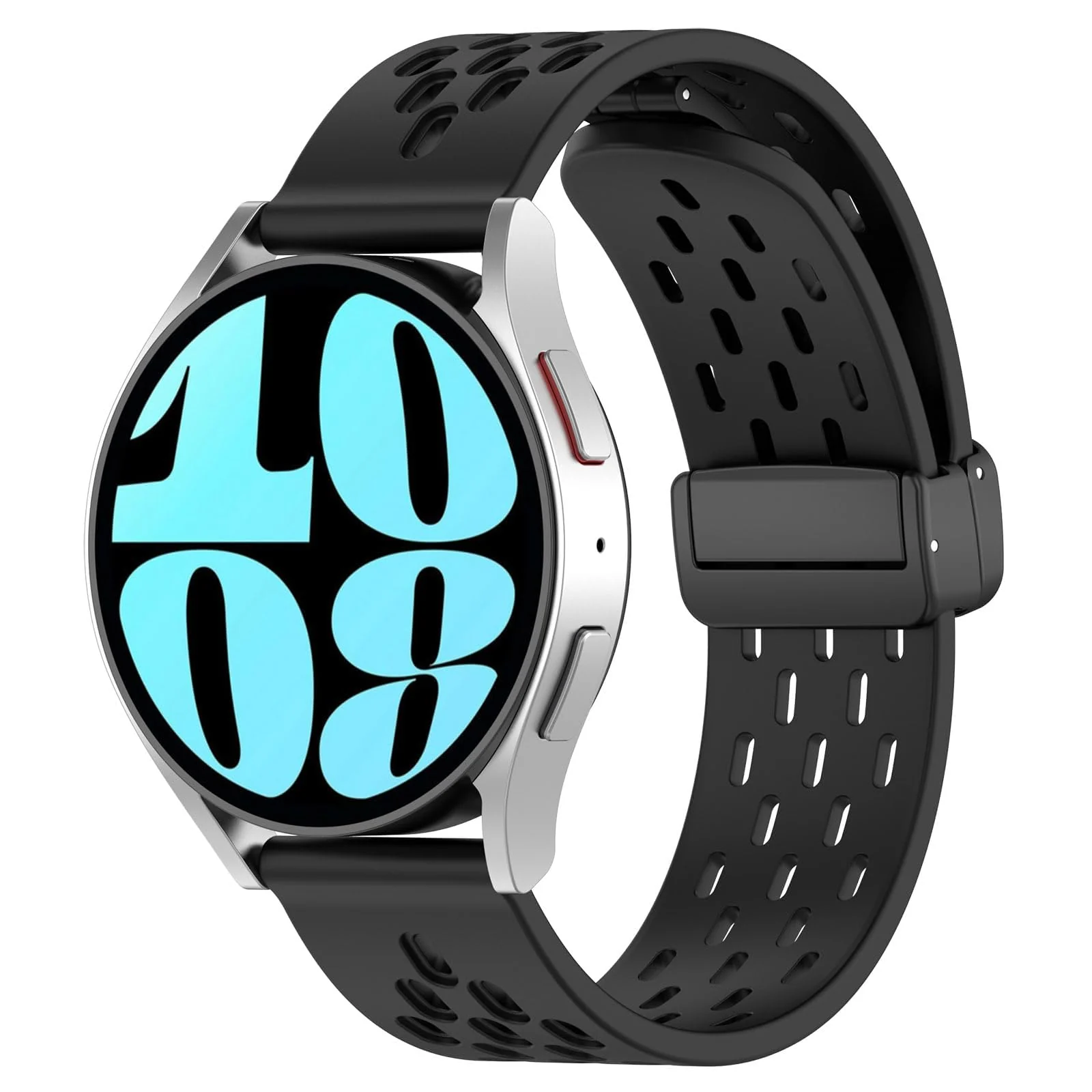 DL3 Mobilak Silicone Band Magnetic Clasp 22MM Strap For Samsung Galaxy Watch 3 45mm/Watch 46mm/Gear S3/Huawei watch GT3 GT4 46MM/Watch 3&4/3&4 Pro/GT2E/GT2 Pro/GT GT2 46MM/Amazfit GTR 2/2e/3/3 Pro/4 - Black