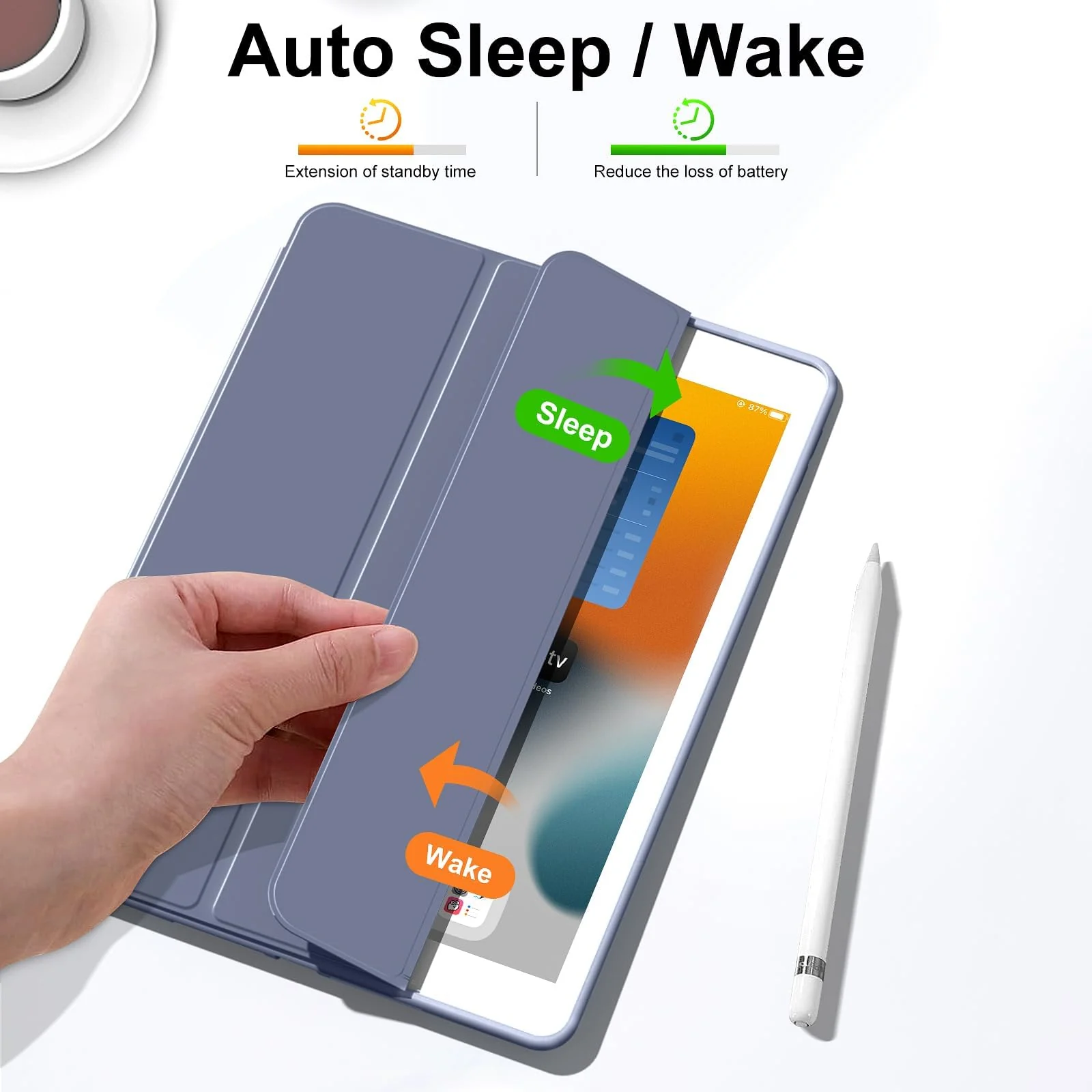 DL3 Mobilak iPad 9th/ 8th/ 7th Generation, Case for iPad 10.2-Inch 2021/2020/ 2019 with Pencil Holder, iPad 7th Gen 2019 Case with Soft Silicone Back, Auto Wake/Sleep Cover - Lavender