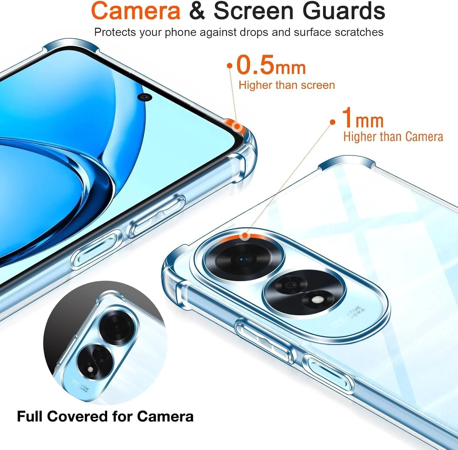 DL3 Mobilak Clear TPU Protective Case for OPPO A60 4G with Camera Protection and Shockproof Design - Clear