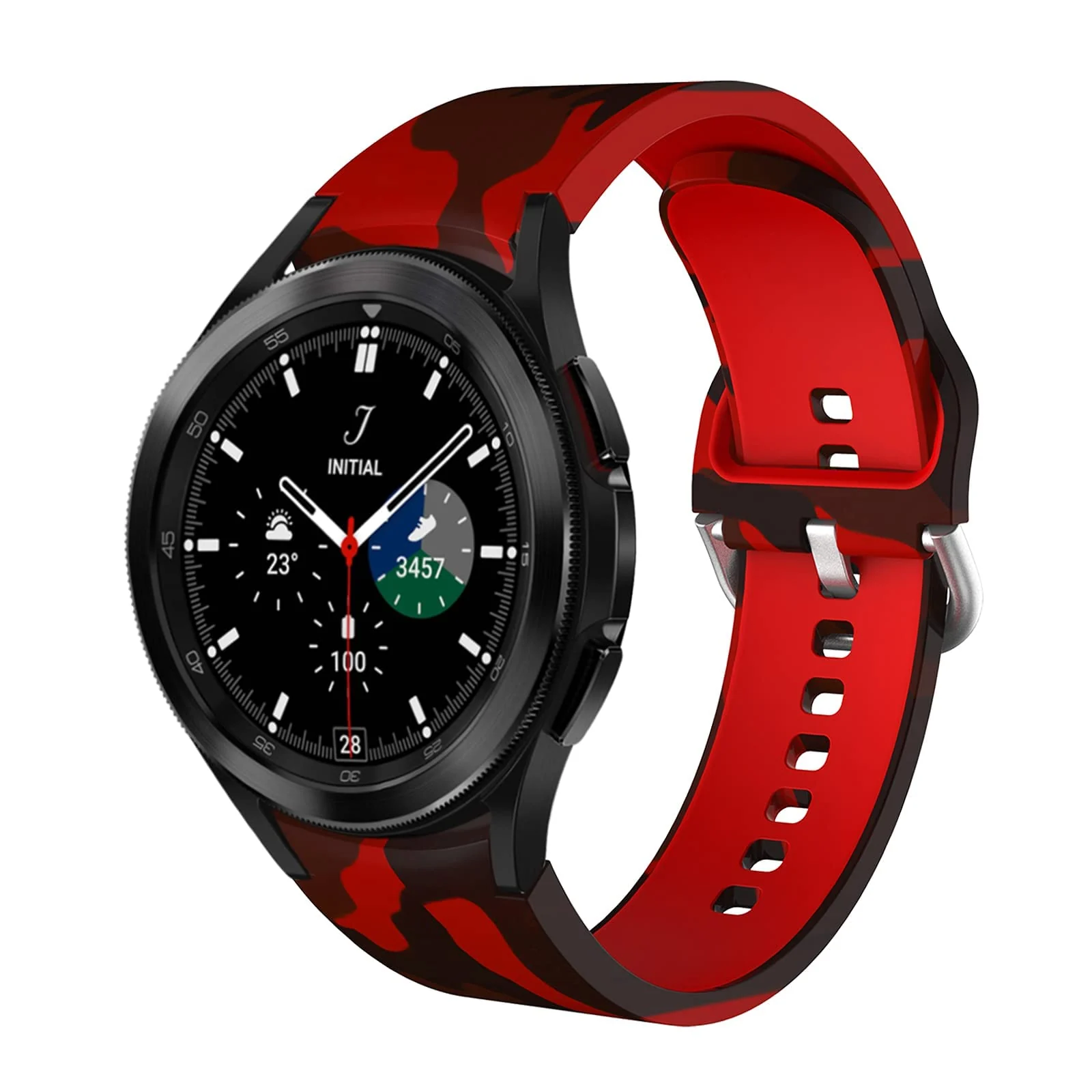 DL3 Mobilak No Gap Bands Compatible with Samsung Galaxy Watch 7 5 4 6 44mm 40mm/Watch5 Pro Band 45mm/Galaxy Watch 4 Classic 46mm 42mm Strap,20mm Quick Release Sport Replacement Strap - Camouflage Red