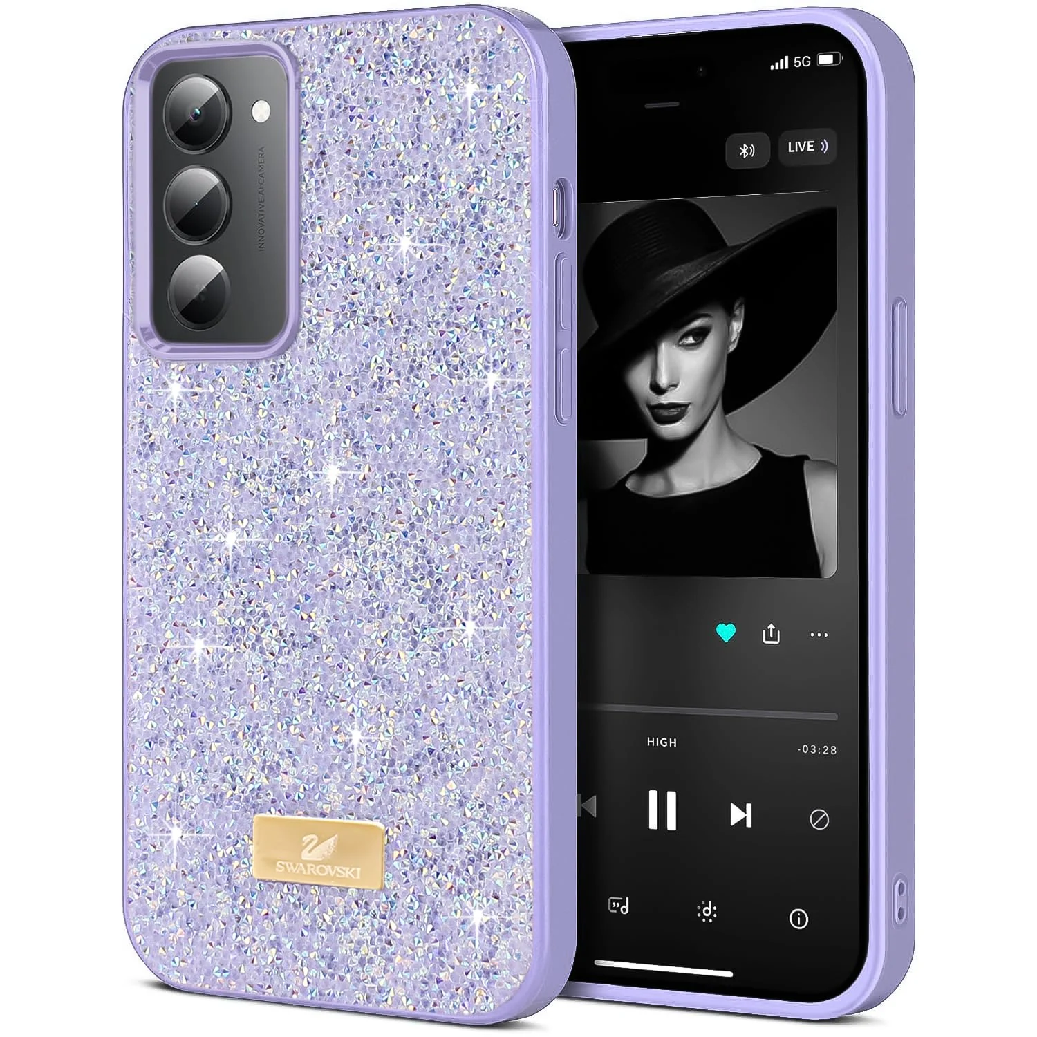 DL3 Mobilak Glitter Rhinestone Protective Case for Xiaomi Redmi 15 Case Glitter with Shockproof Design