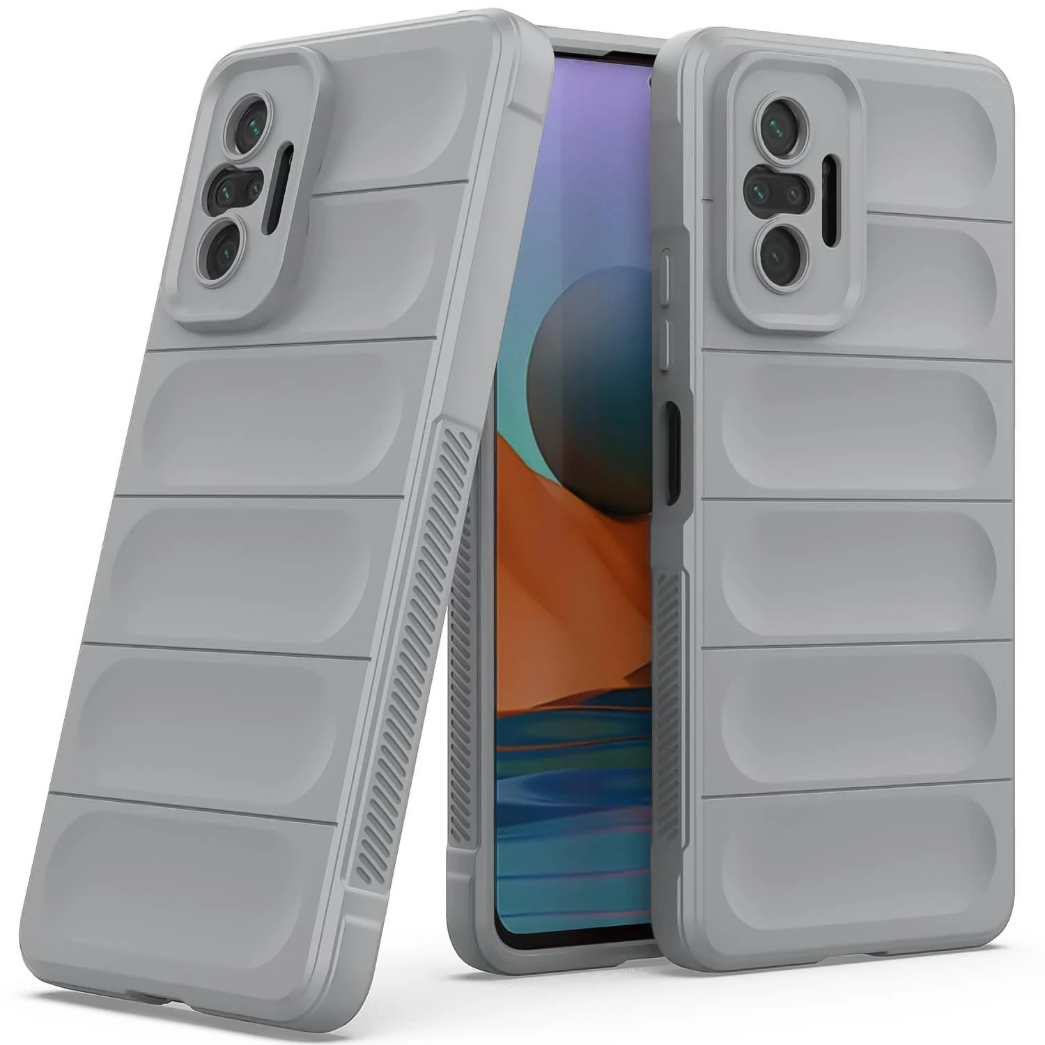 DL3 Mobilak Flexible Silicone and TPU Protective Case with Camera Protection for Xiaomi Redmi Note 10 Pro / Note 10 Pro Max - Gray
